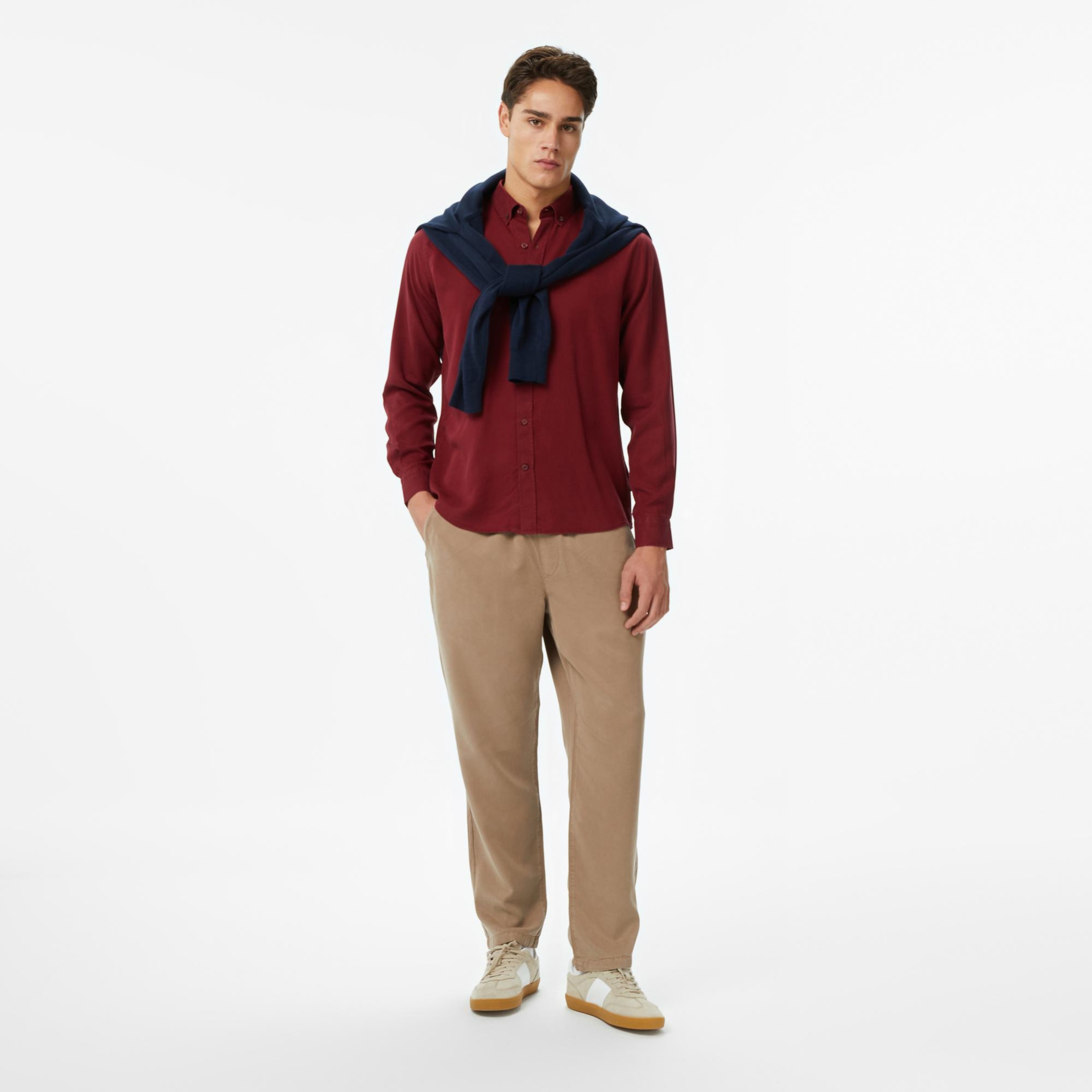 Nautica Erkek Bordo Classic Fit Gömlek