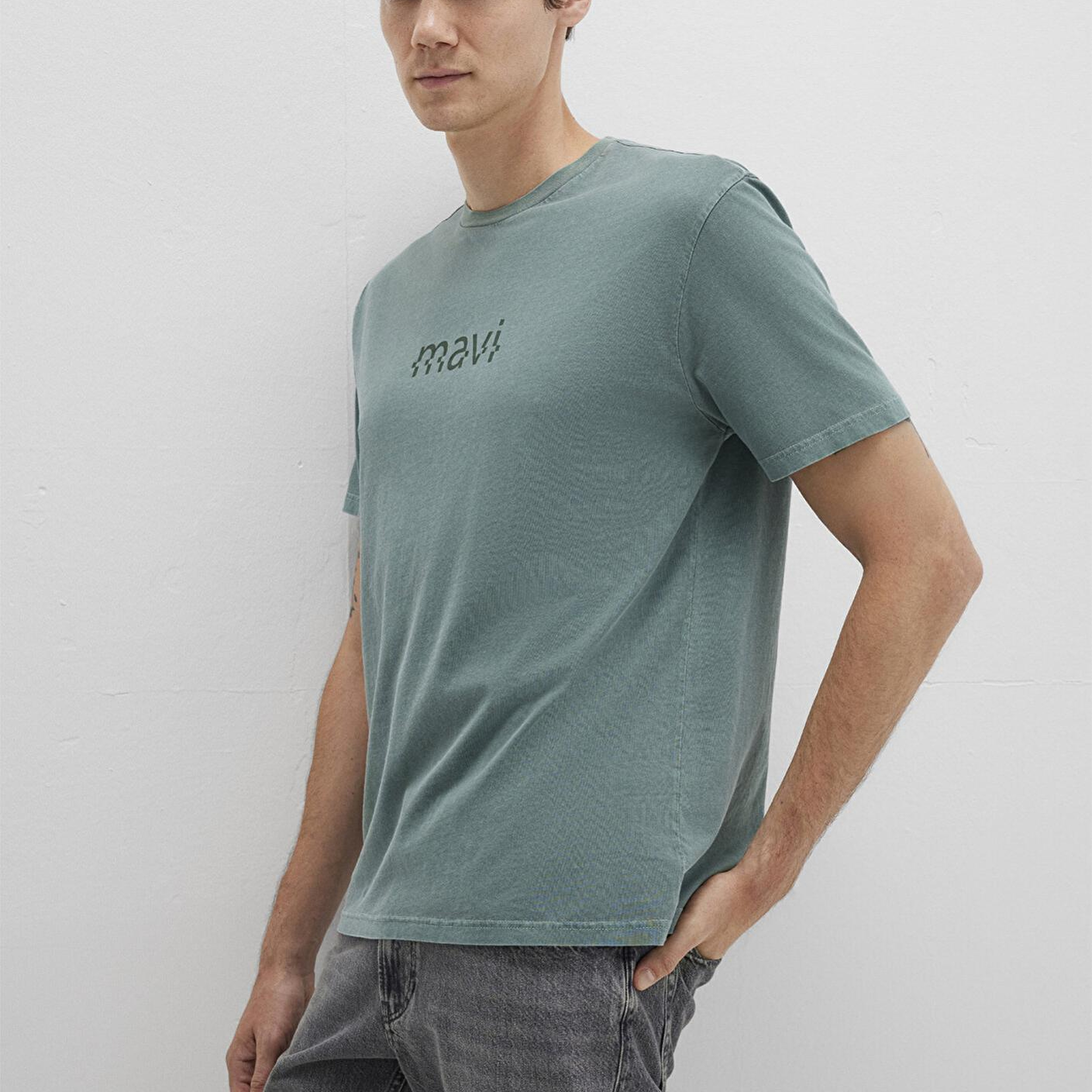 Mavi Mavi Baskılı Yeşil Tişört Loose Fit / Bol Rahat Kesim 0612933-71917