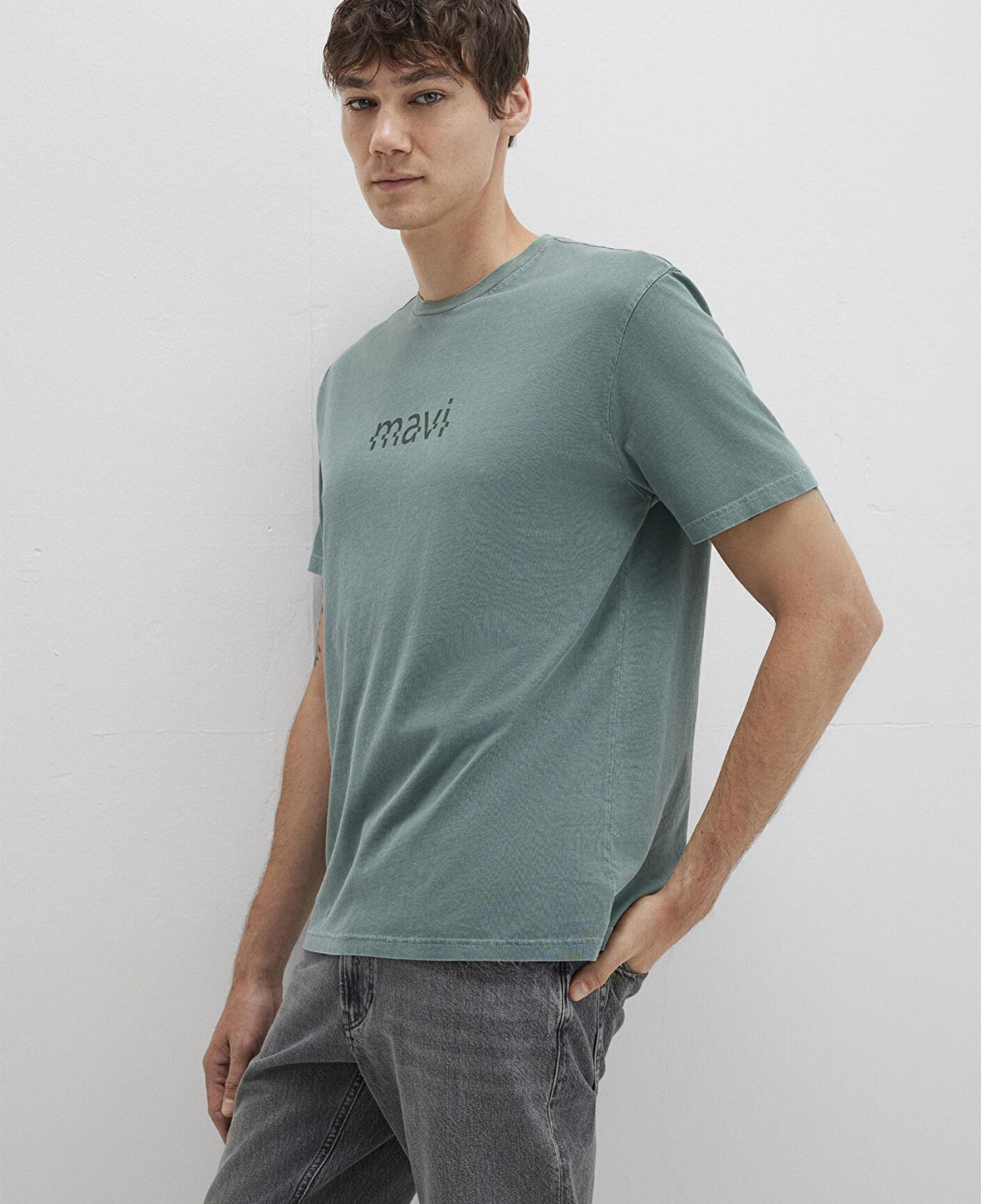 Mavi Mavi Baskılı Yeşil Tişört Loose Fit / Bol Rahat Kesim 0612933-71917