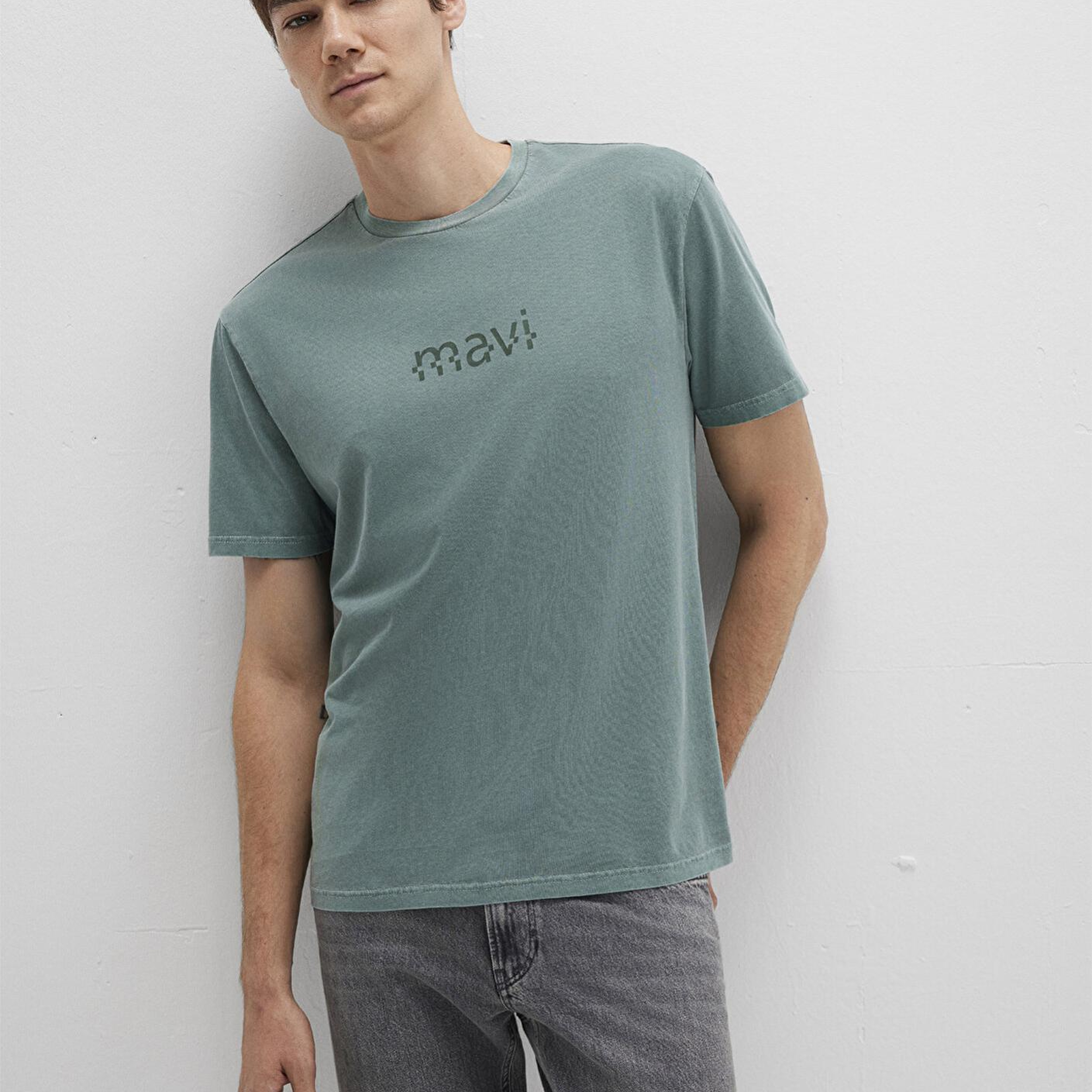 Mavi Mavi Baskılı Yeşil Tişört Loose Fit / Bol Rahat Kesim 0612933-71917