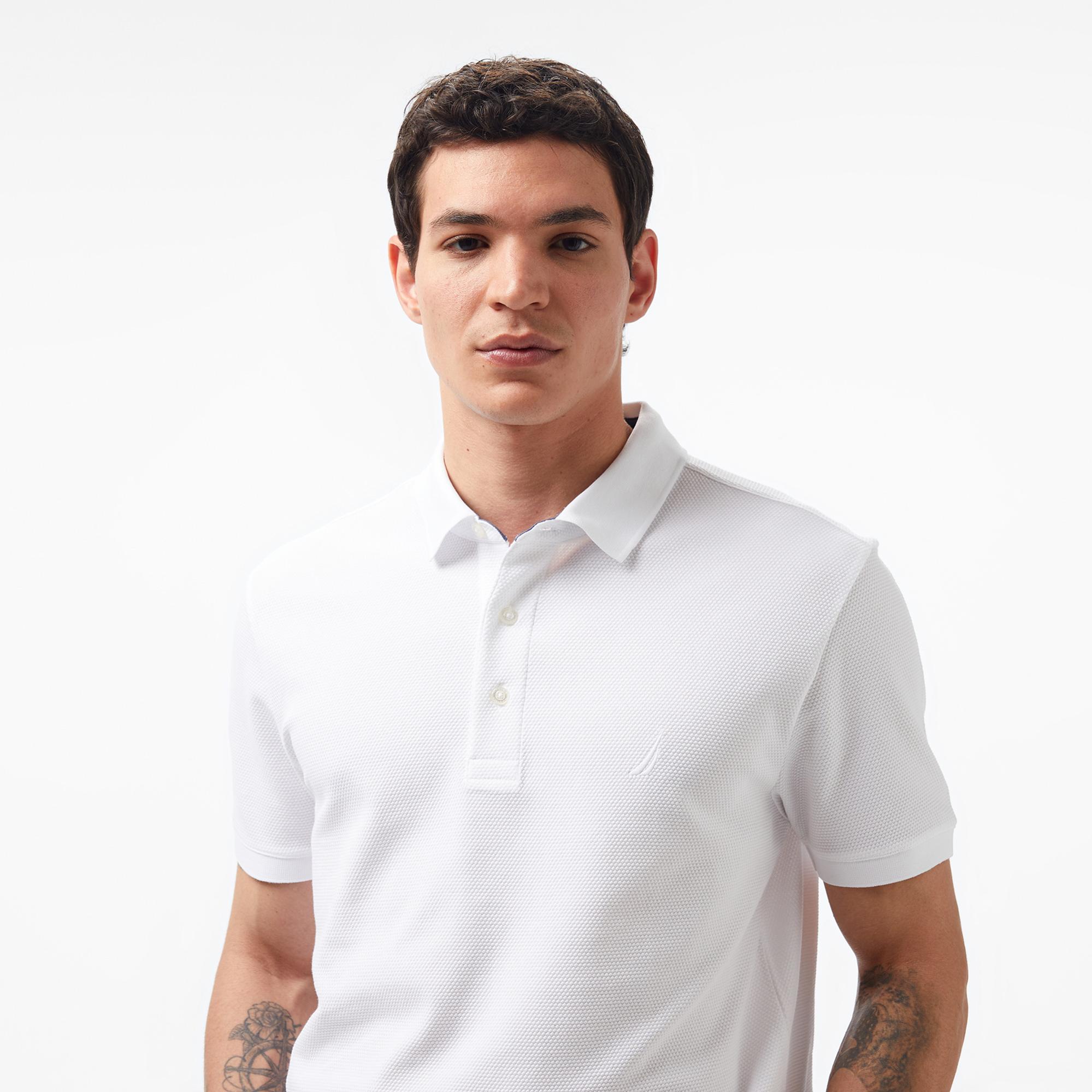 Nautica Erkek Beyaz Slim Fit Kısa Kollu Polo Yaka T-Shirt