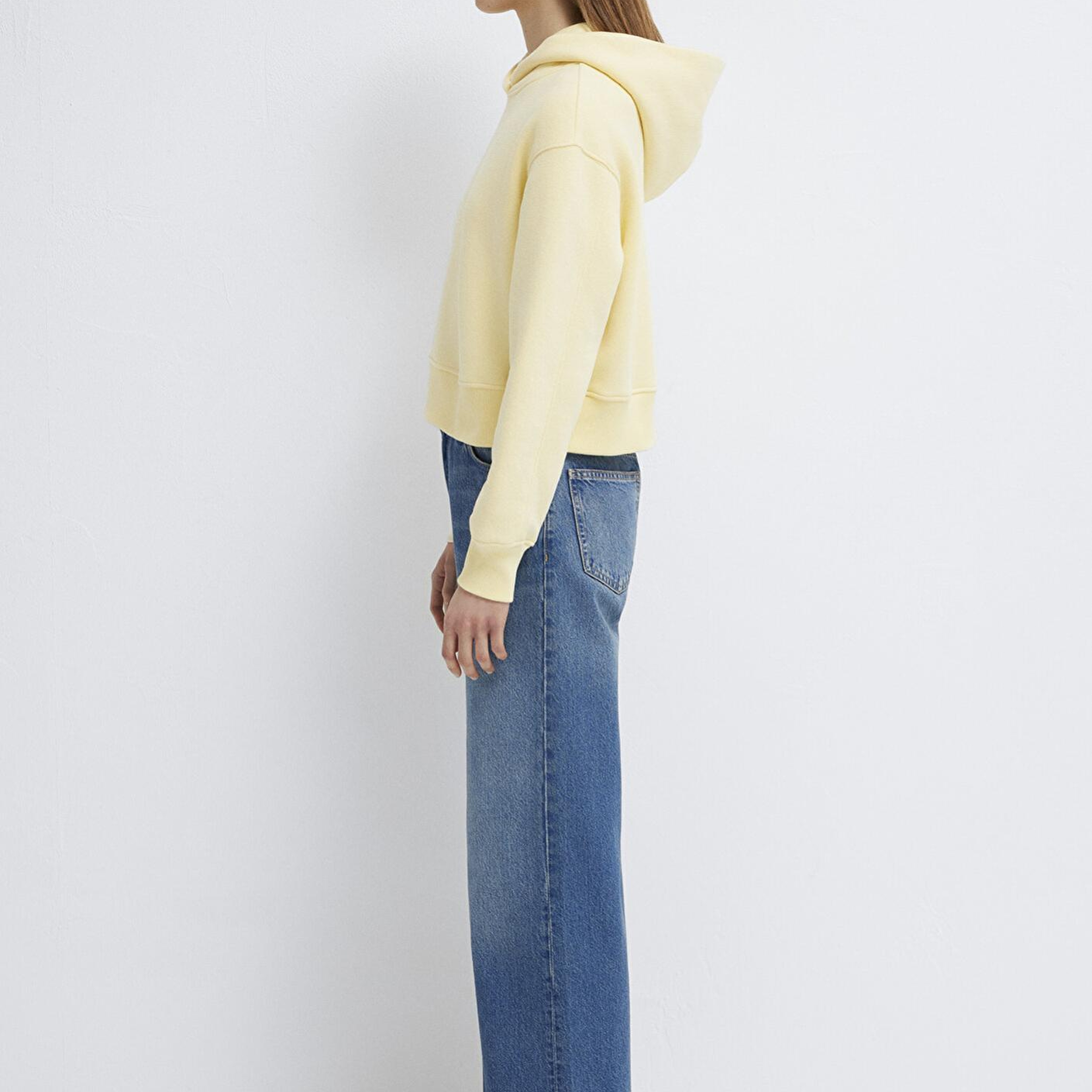 Mavi Kapüşonlu Sarı Sweatshirt 1S10386-71187