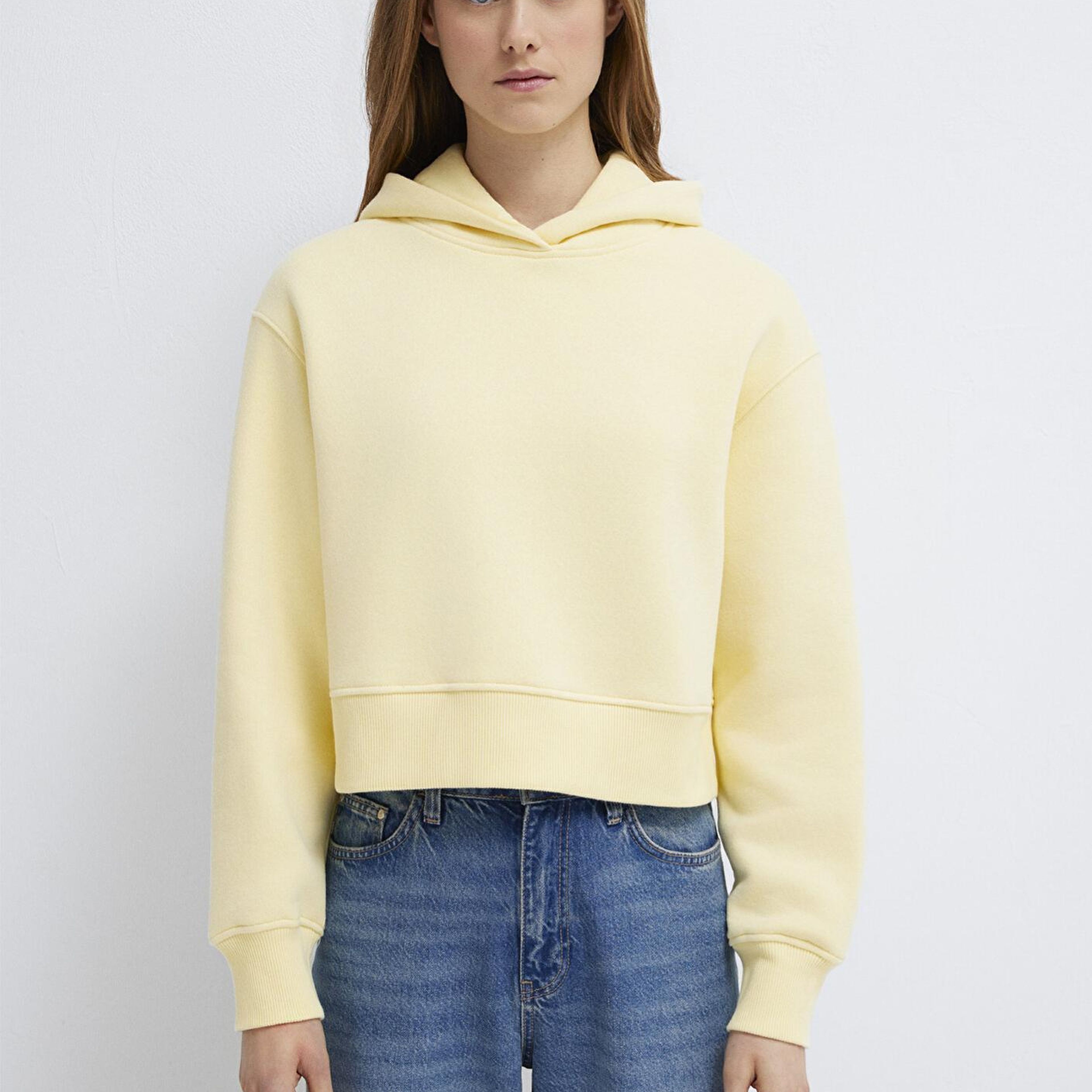 Mavi Kapüşonlu Sarı Sweatshirt 1S10386-71187