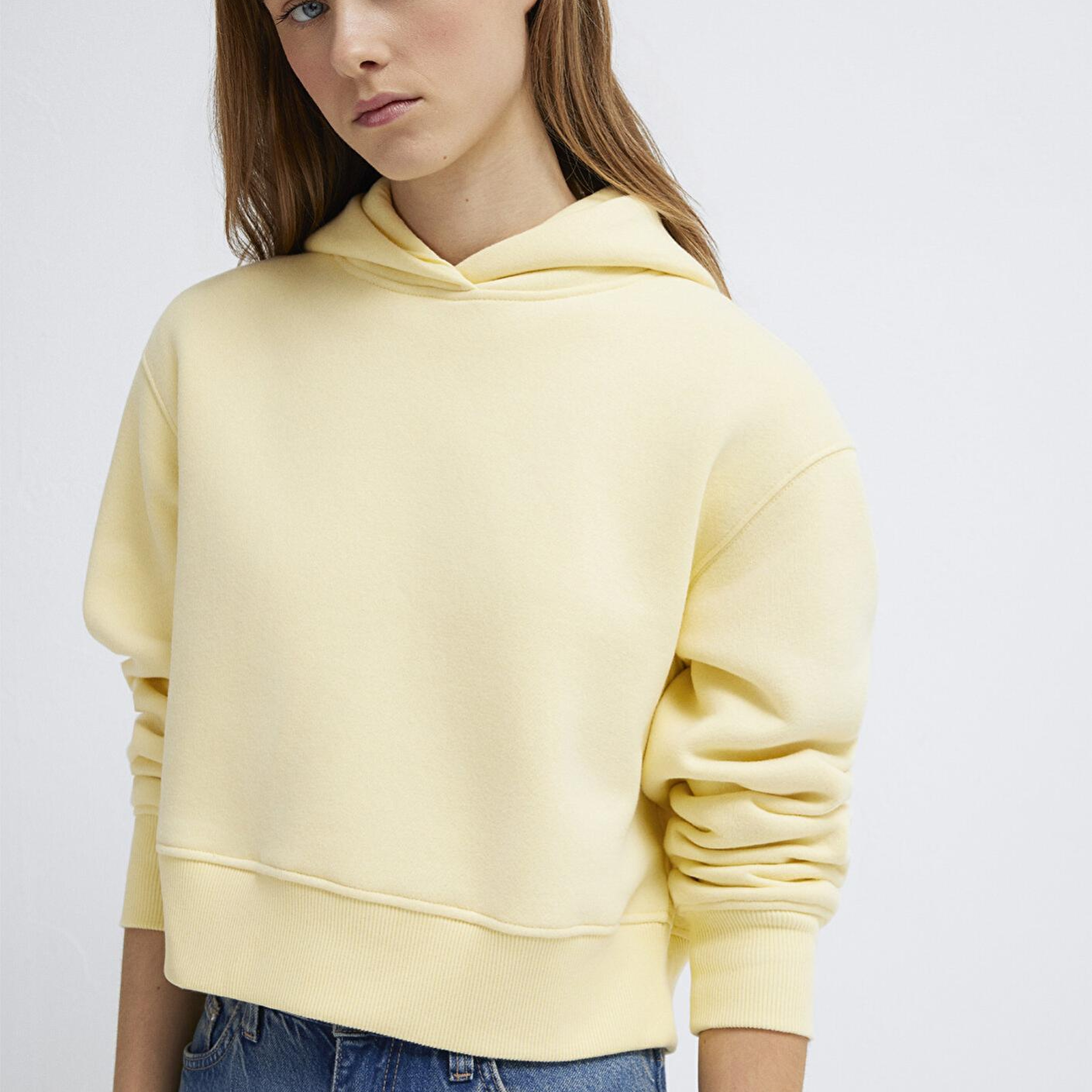 Mavi Kapüşonlu Sarı Sweatshirt 1S10386-71187