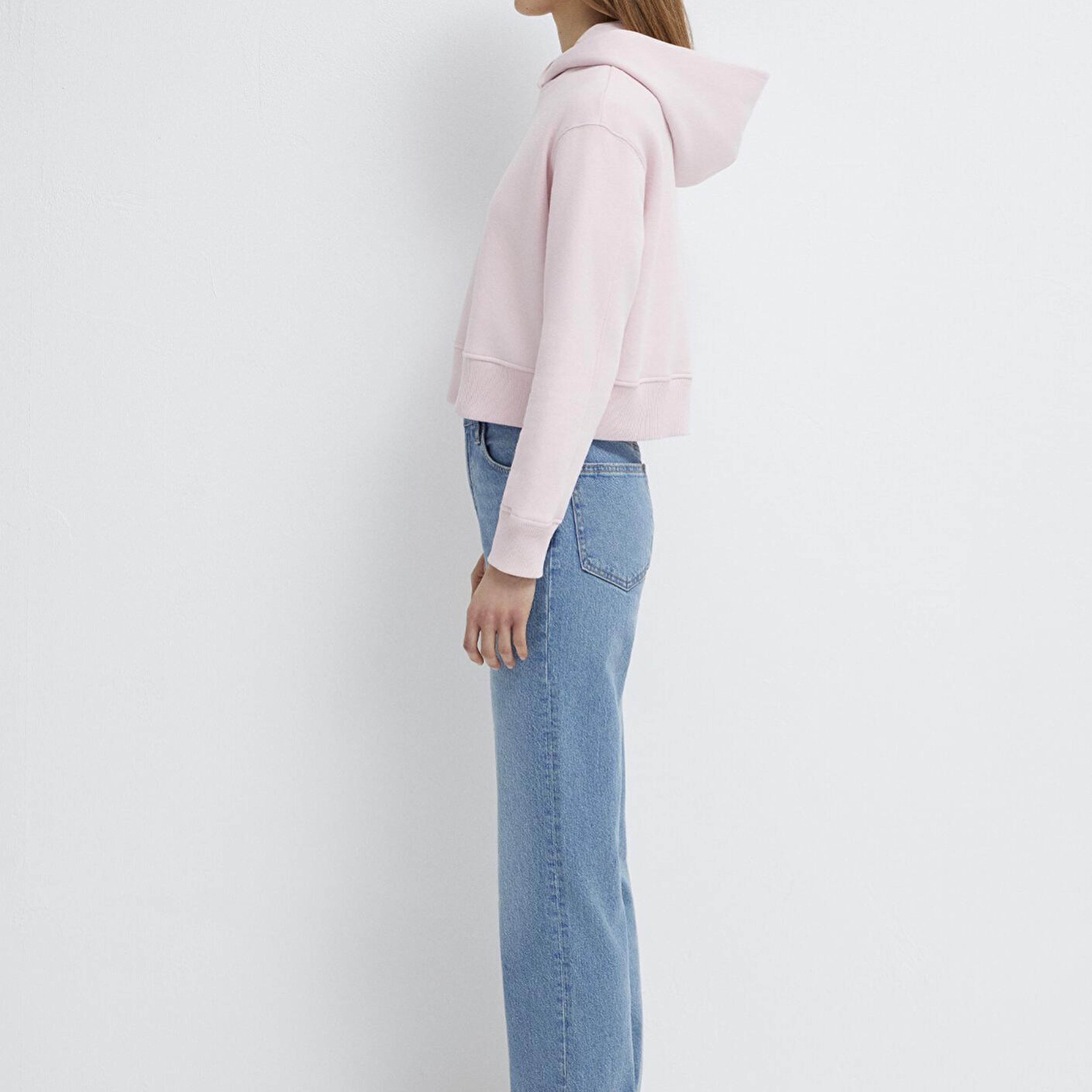 Mavi Kapüşonlu Pembe Sweatshirt 1S10386-71006