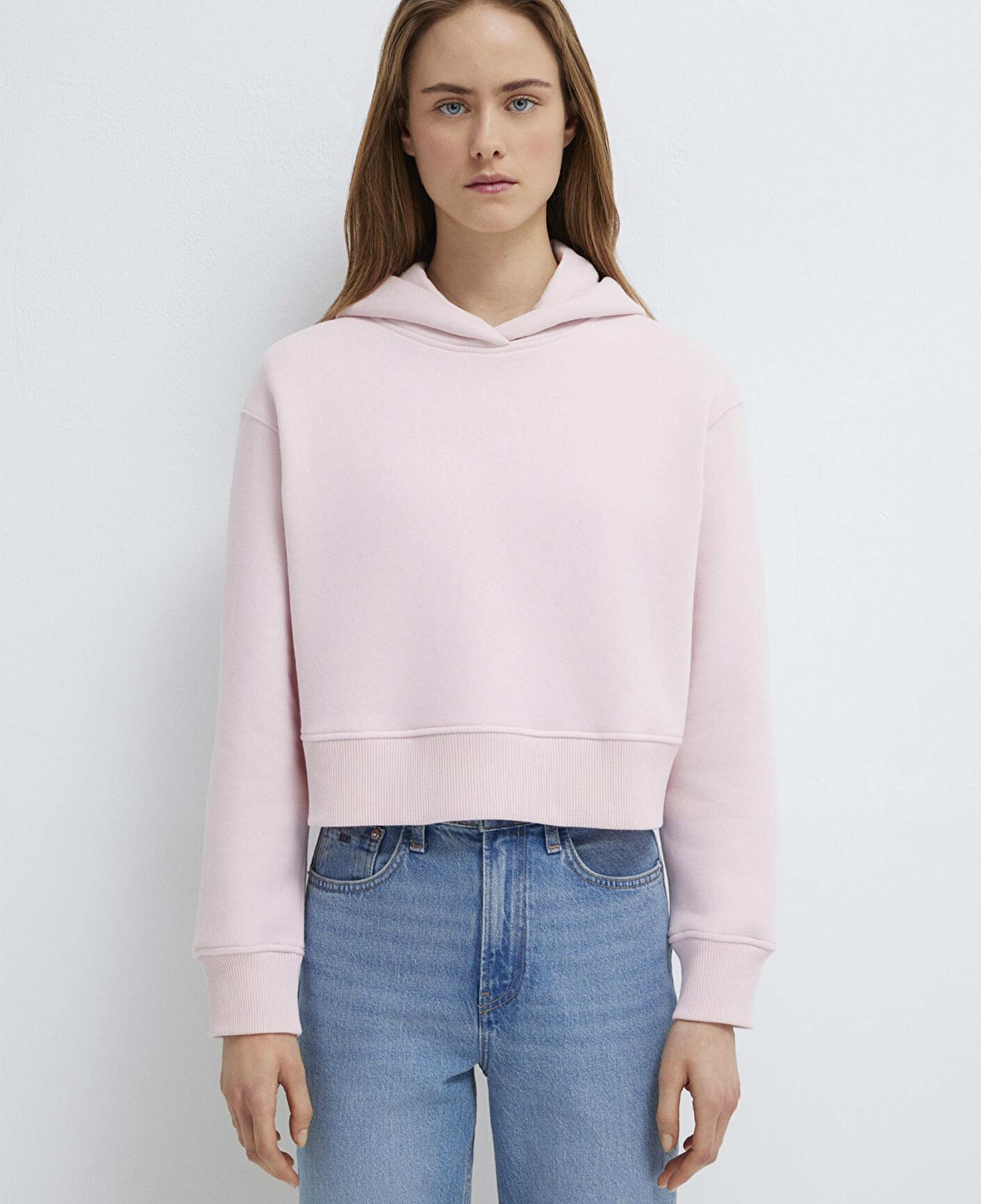 Mavi Kapüşonlu Pembe Sweatshirt 1S10386-71006