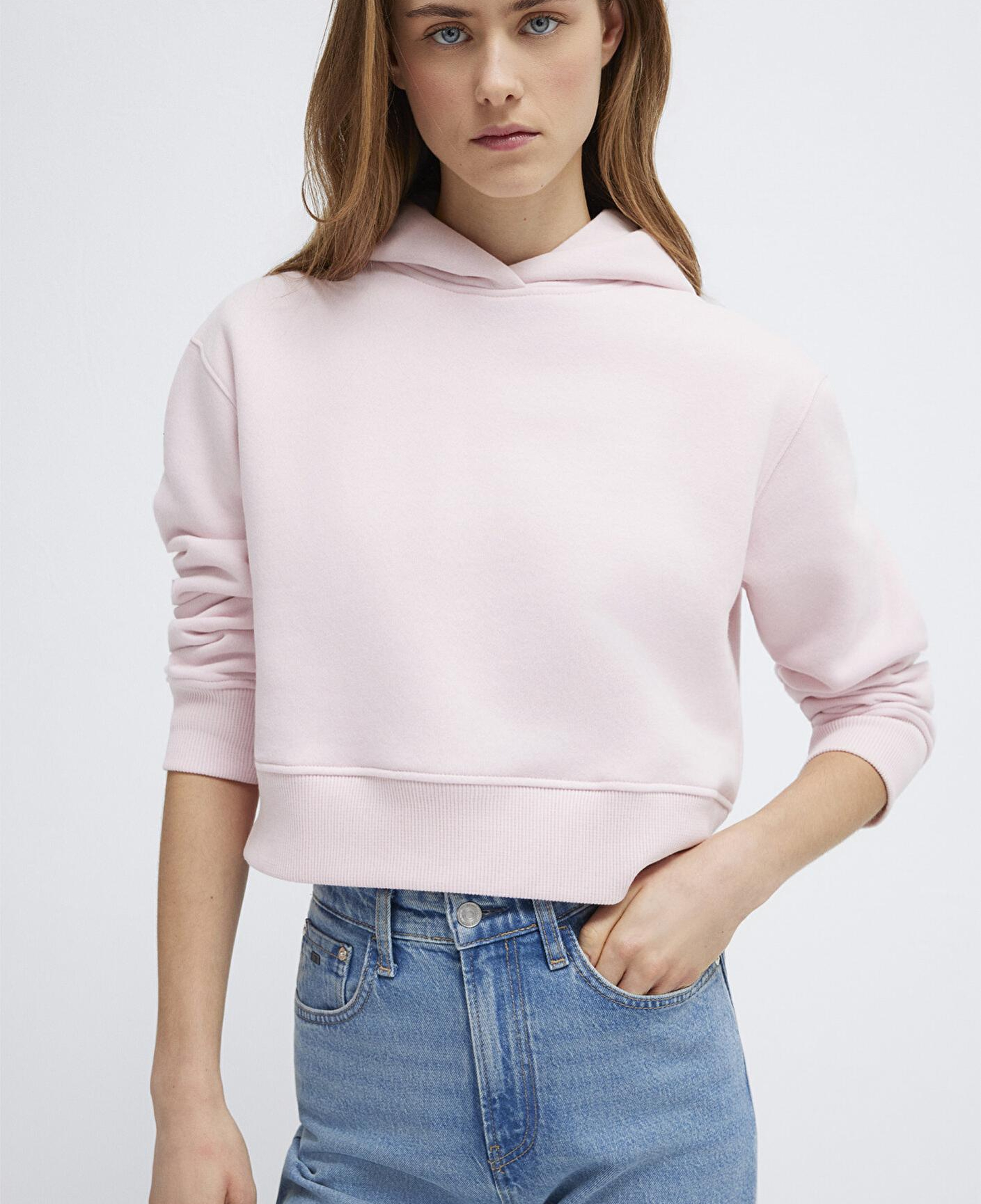 Mavi Kapüşonlu Pembe Sweatshirt 1S10386-71006
