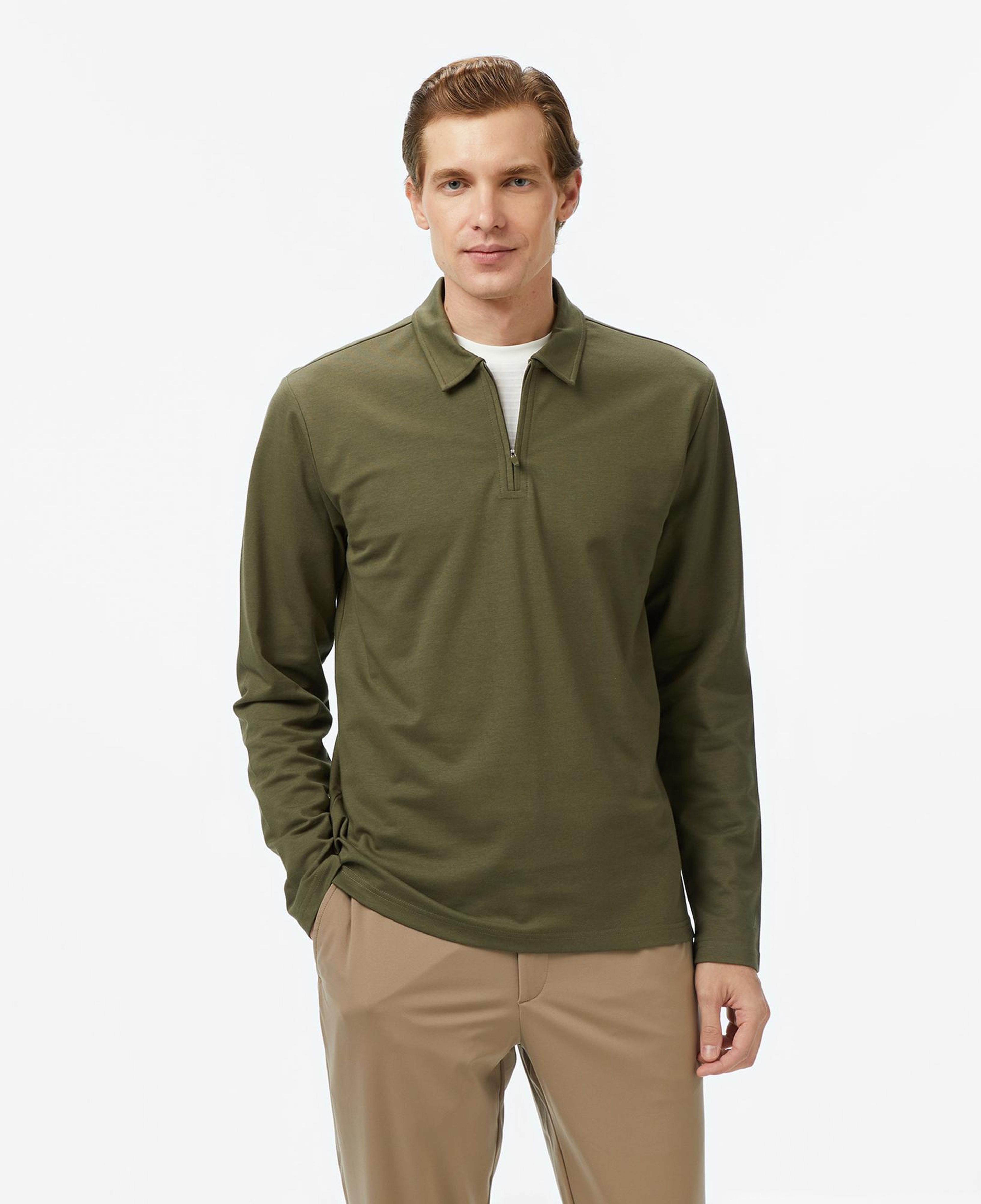 Nautica Erkek Yeşil Classic Fit Uzun Kollu Polo Yaka T-Shirt