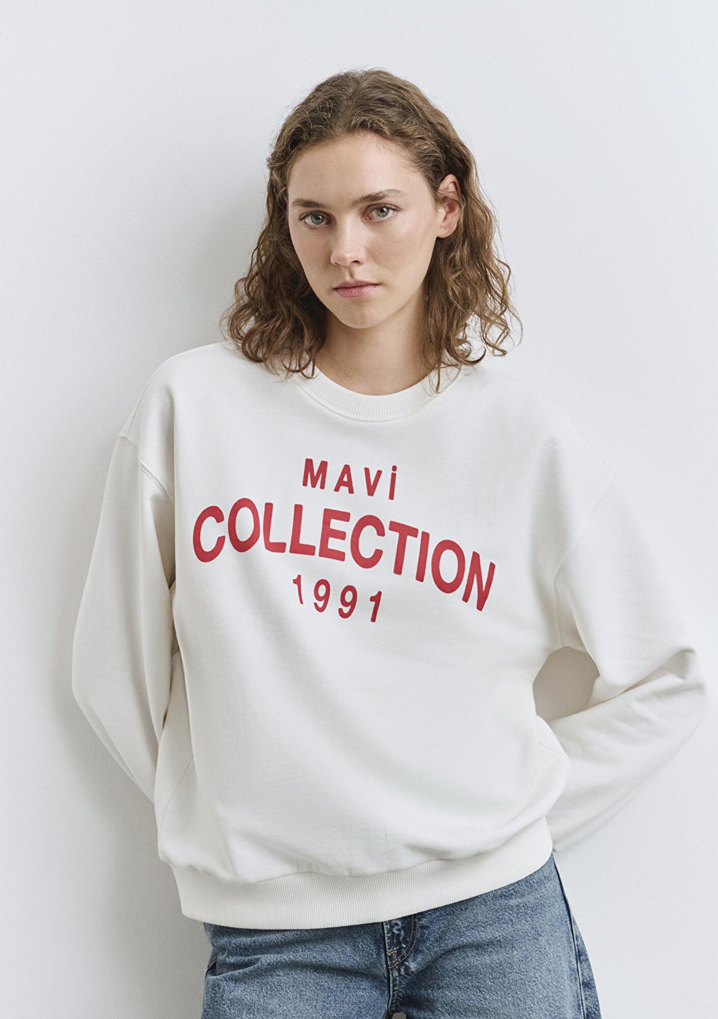 Mavi Mavi Collection Baskılı Ekru Sweatshirt 1S10359-80194
