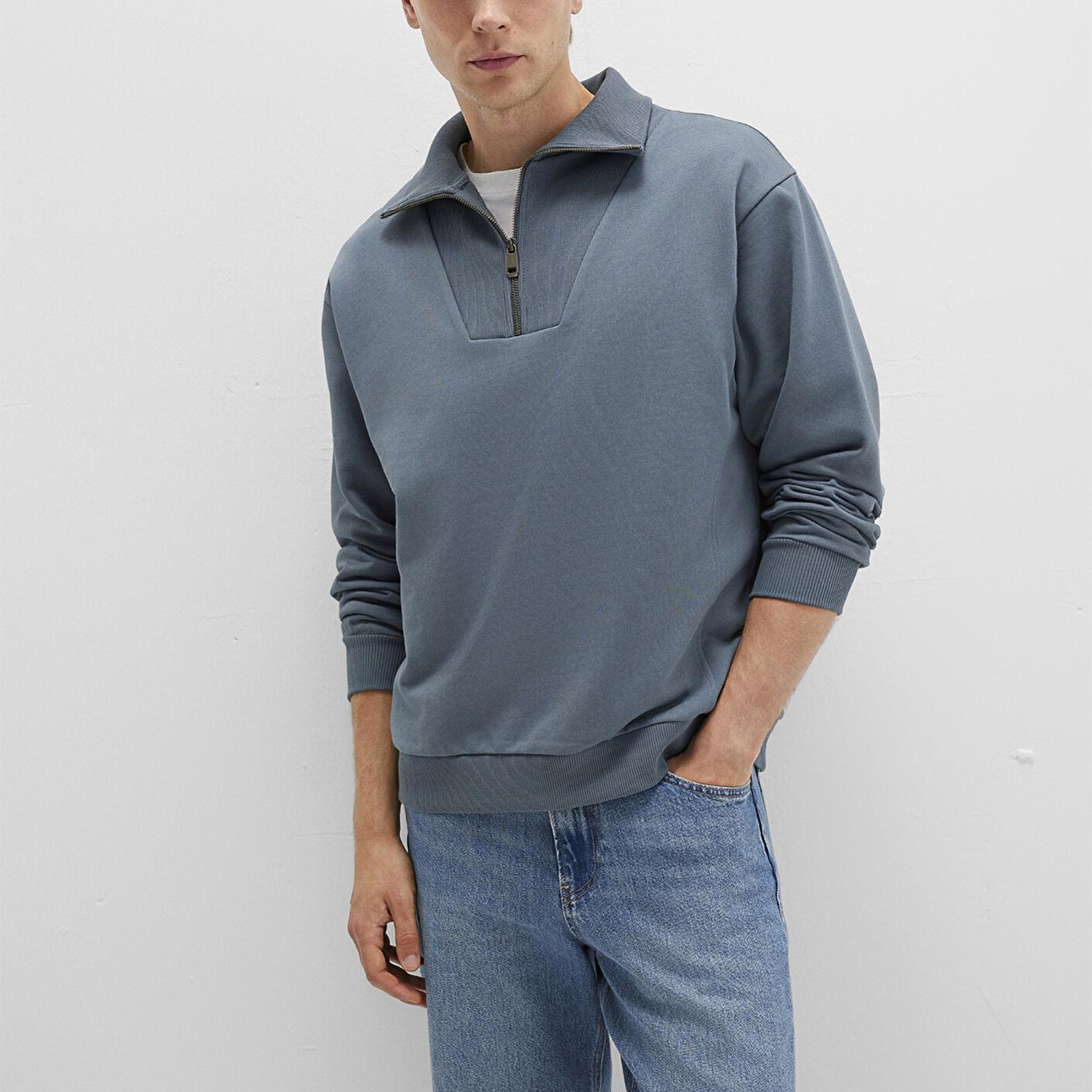 Mavi Yarı Fermuarlı Polo Yaka Yeşil Sweatshirt 0S10368-80889