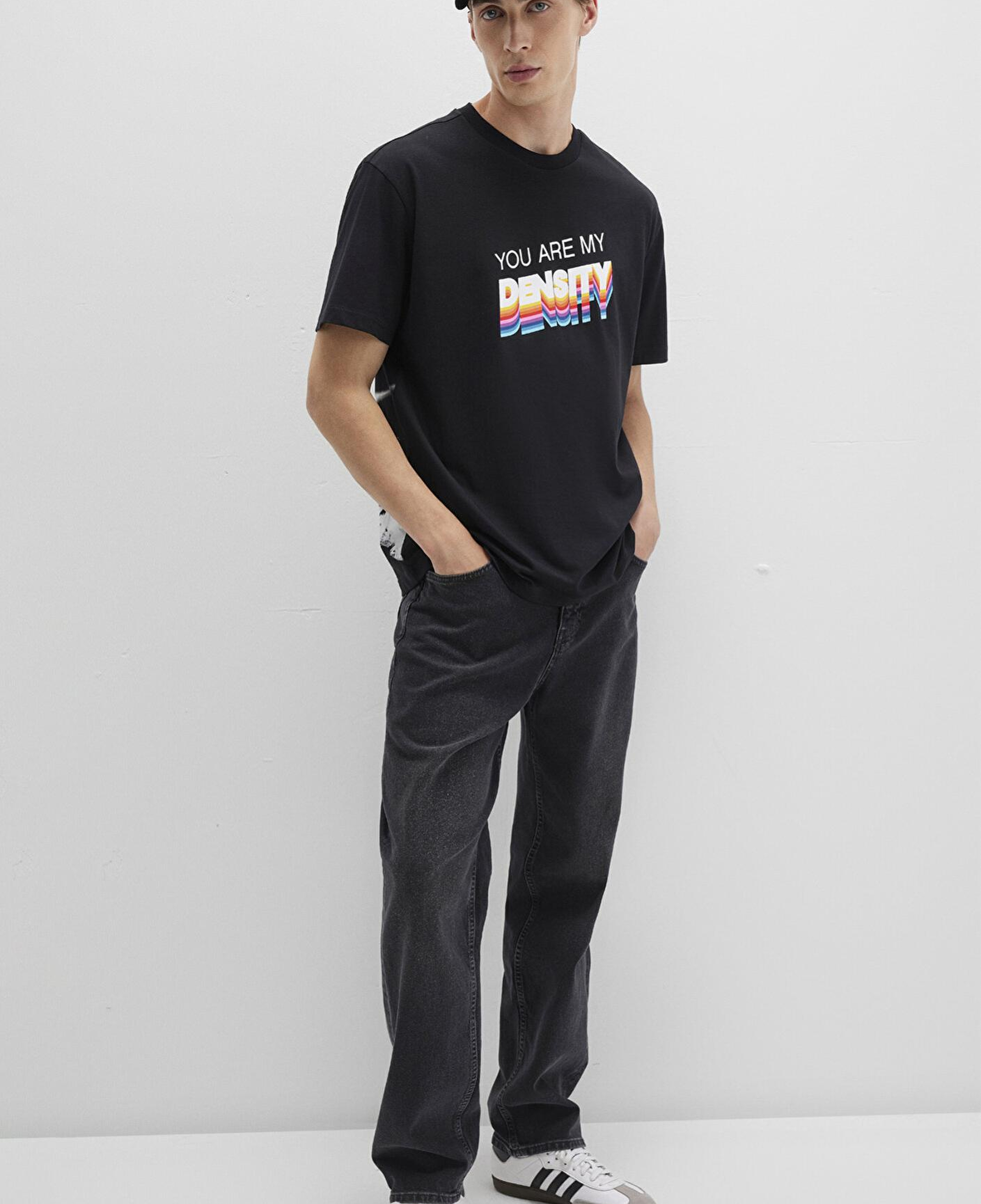 Mavi Back to the Future Baskılı Siyah Tişört Loose Fit / Bol Rahat Kesim 0612924-900