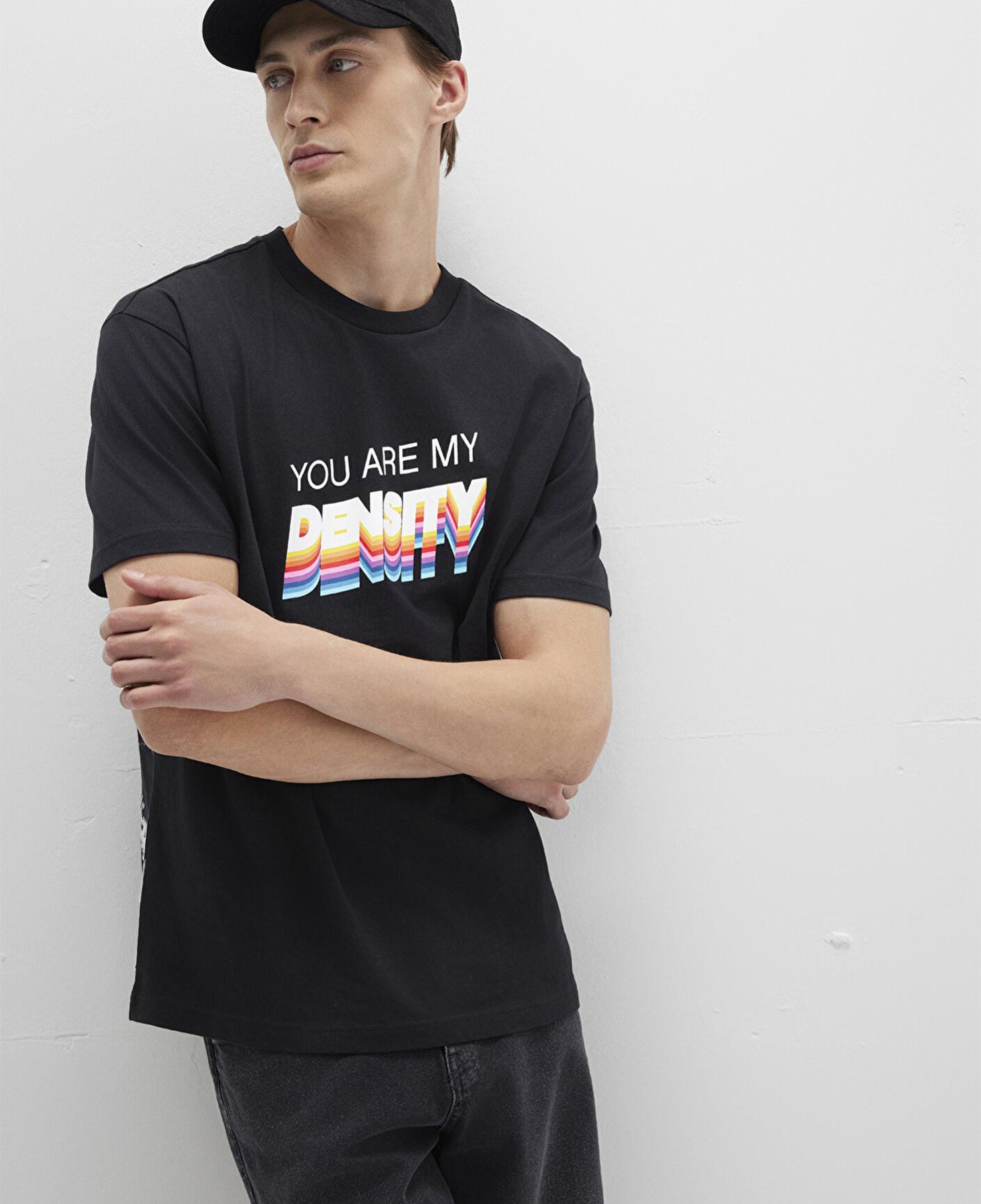 Mavi Back to the Future Baskılı Siyah Tişört Loose Fit / Bol Rahat Kesim 0612924-900