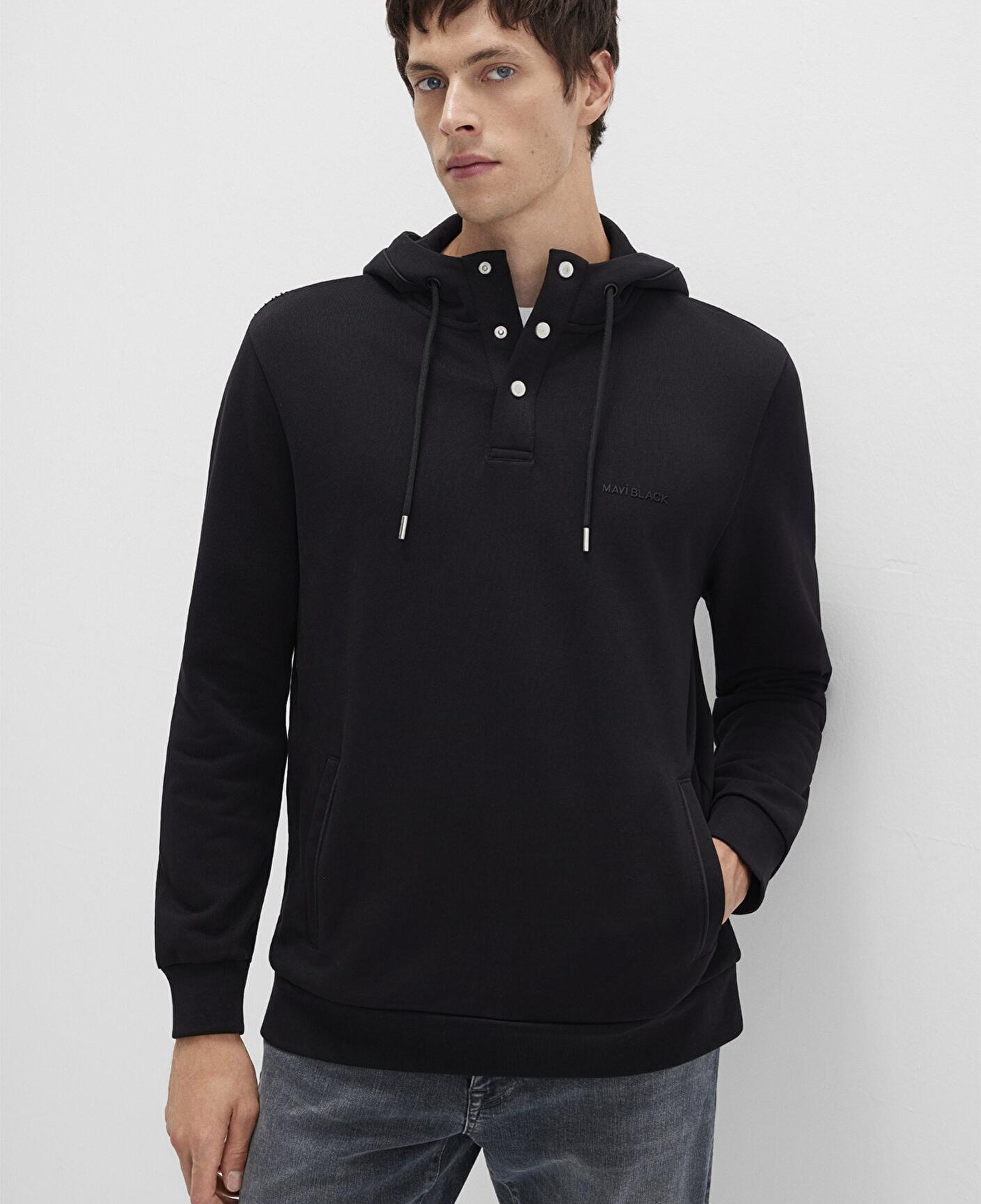 Mavi Mavi Black Kapüşonlu Siyah Sweatshirt 0S10384-900