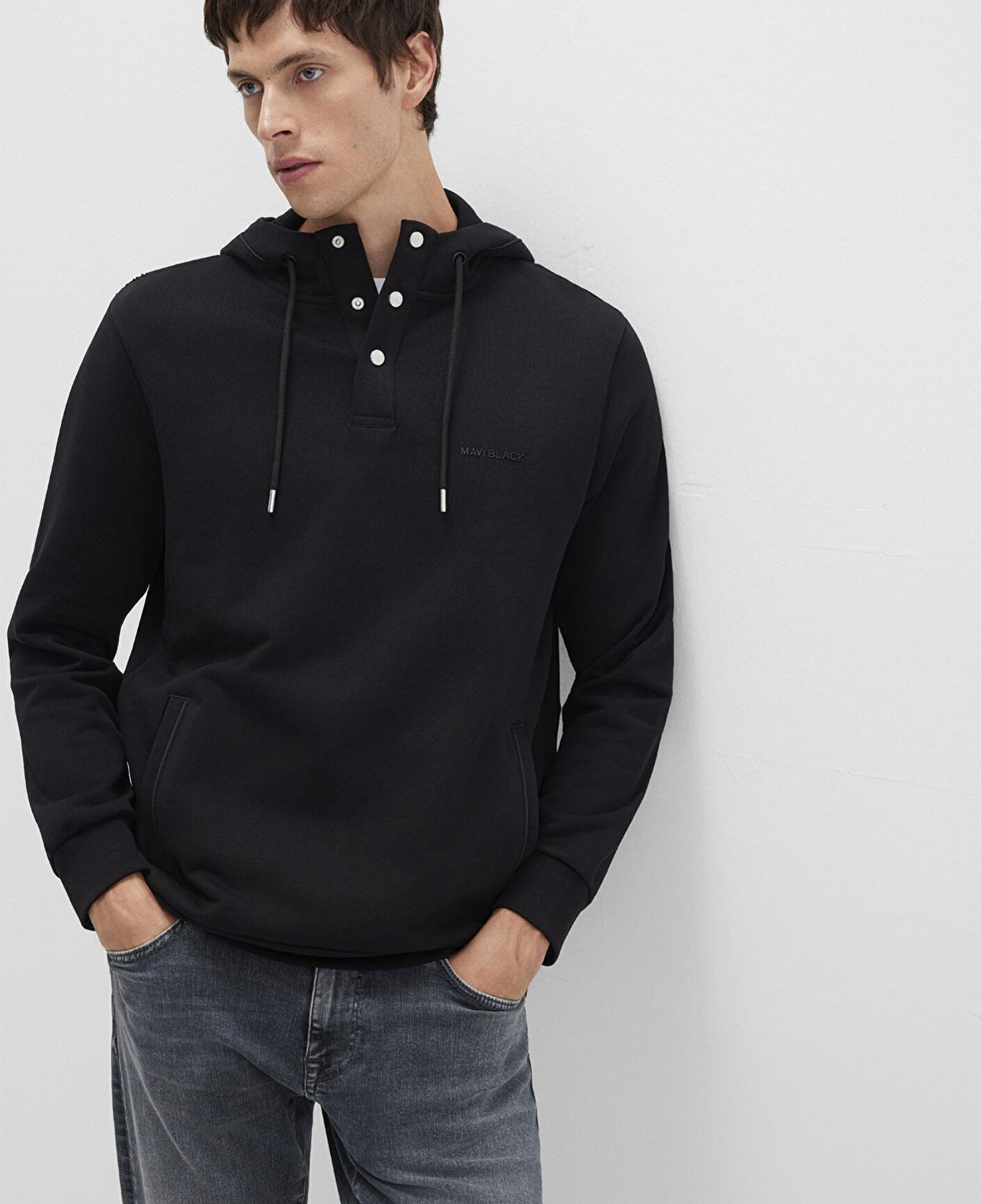 Mavi Mavi Black Kapüşonlu Siyah Sweatshirt 0S10384-900