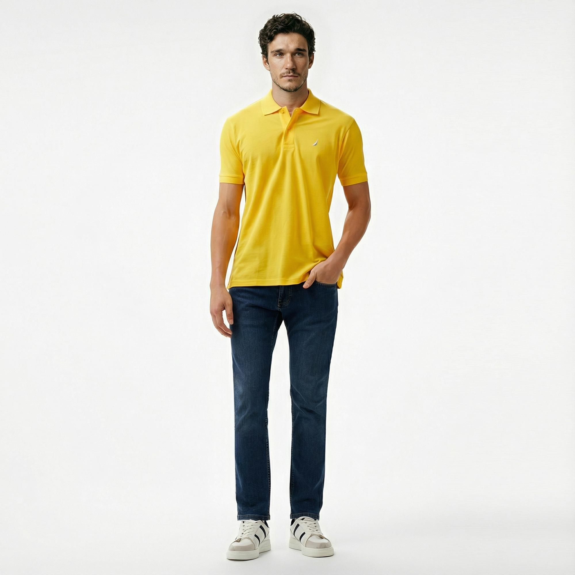 Nautica Erkek Sarı Classic Fit Kısa Kollu Polo Yaka T-Shirt
