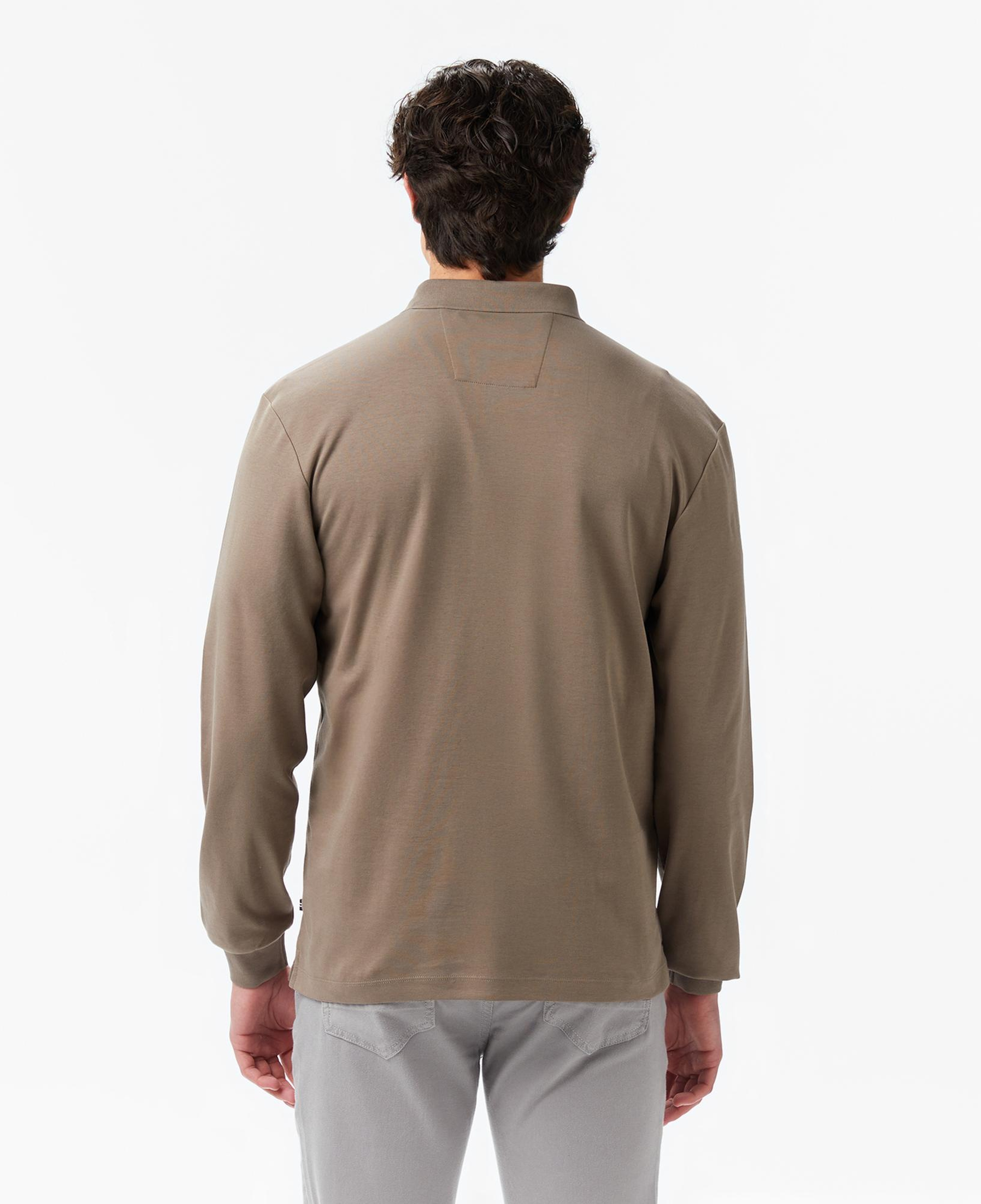 Nautica Erkek Kahverengi Classic Fit Uzun Kollu Polo Yaka T-Shirt