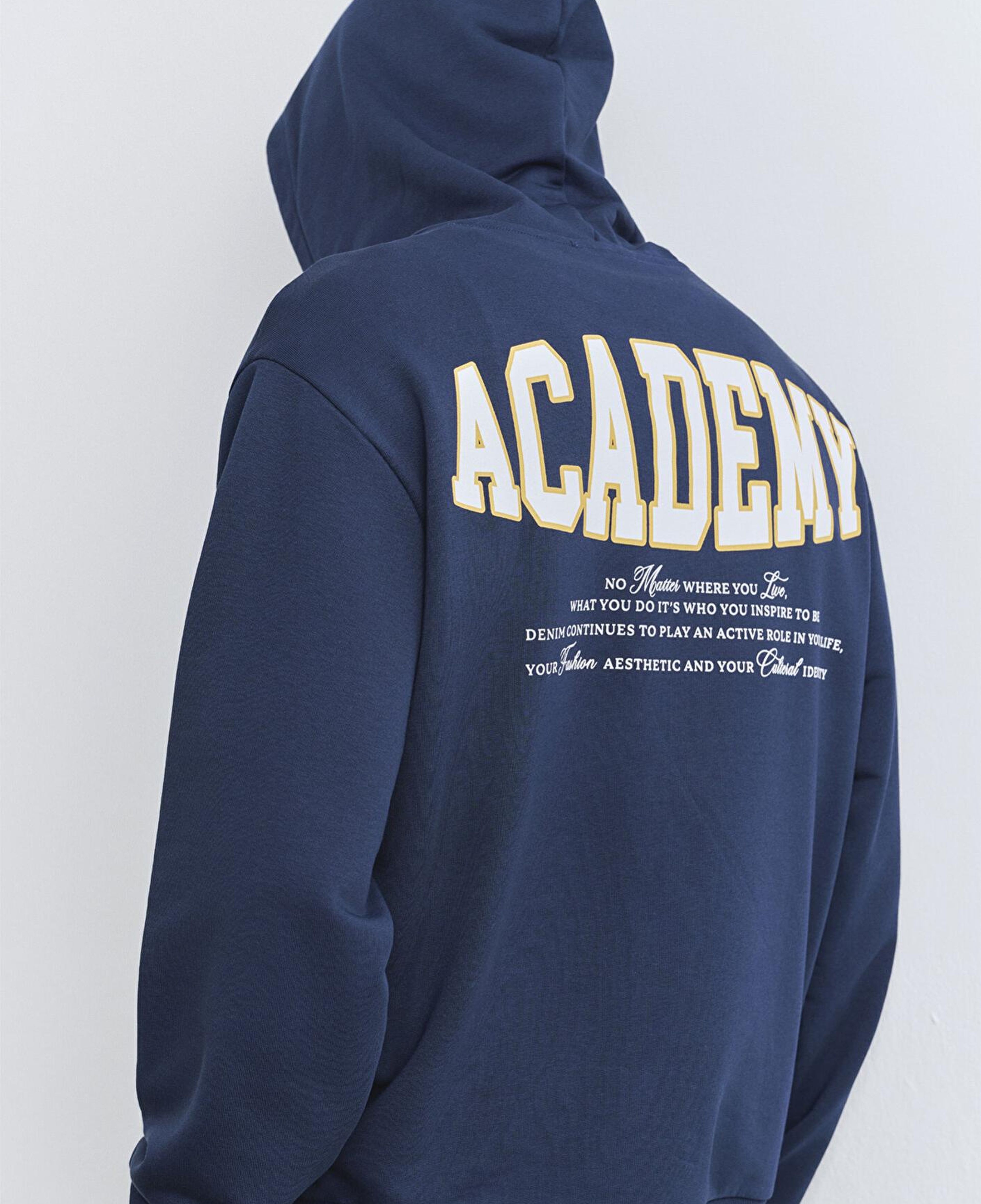 Mavi Sırt Baskılı Kapüşonlu Lacivert Sweatshirt 0S10375-89353