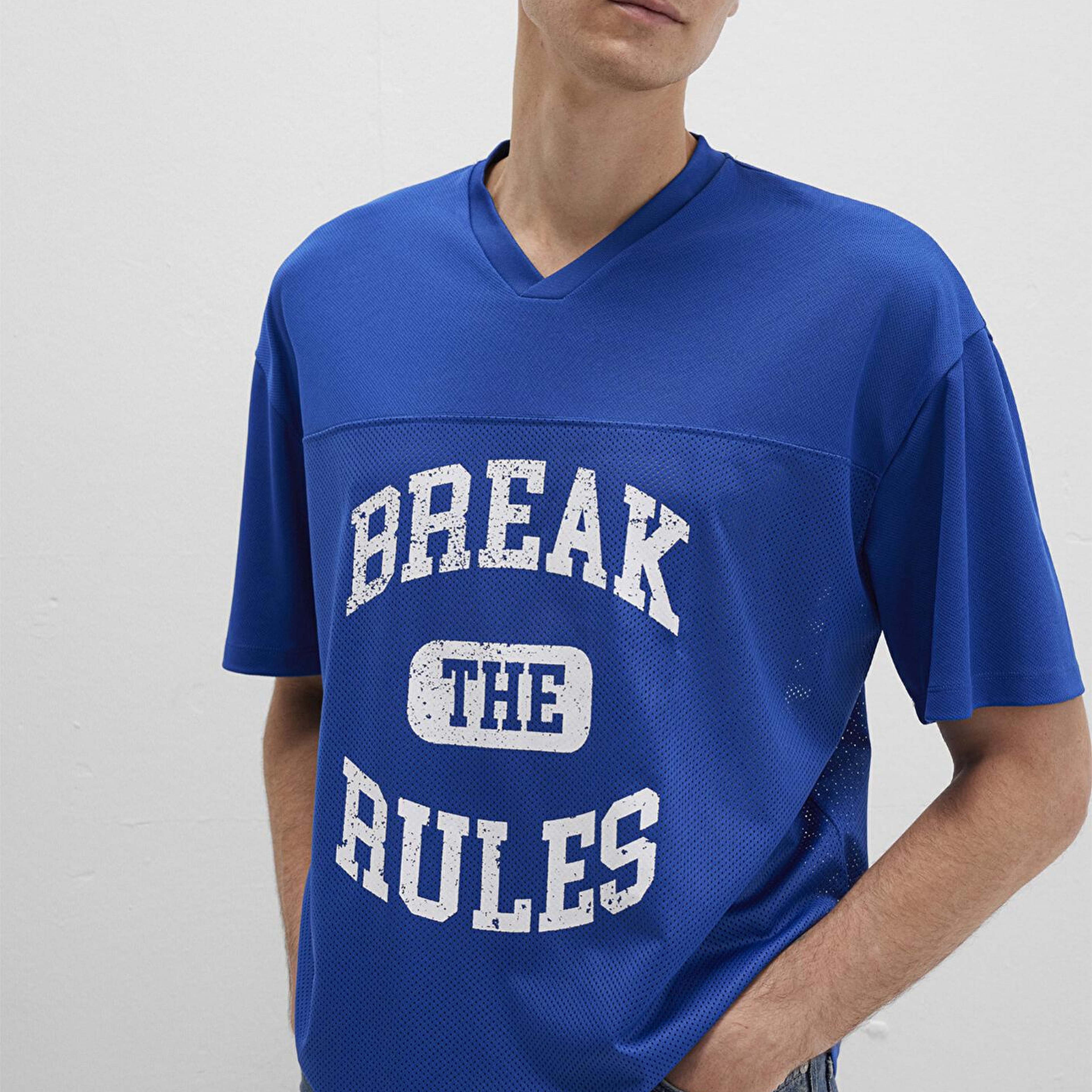 Mavi Baskılı Mavi Tişört Relaxed Fit / Rahat Kesim 0612849-70907