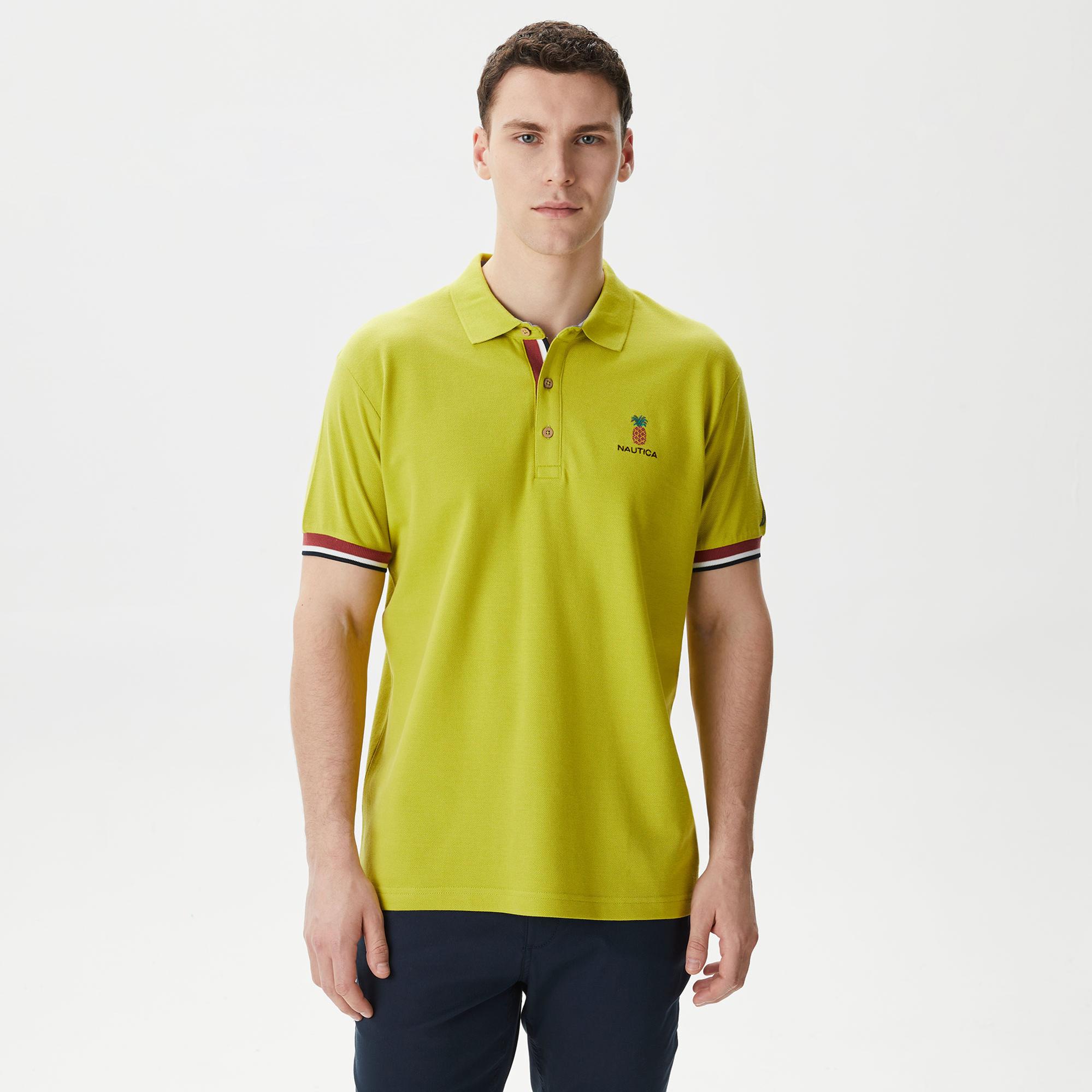 Nautica Erkek Yeşil Classic Fit Kısa Kollu Polo Yaka T-Shirt