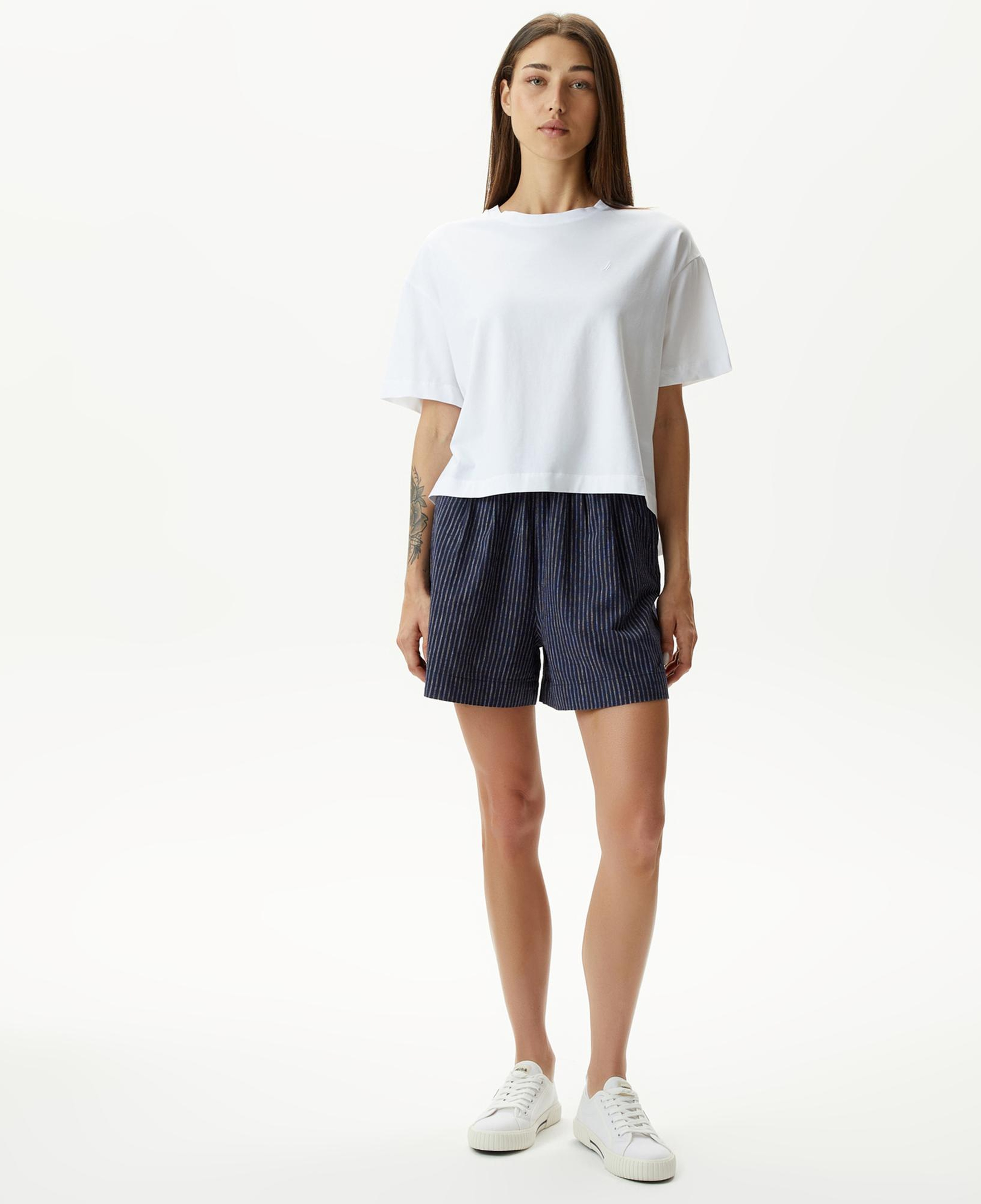 Nautica Kadın Lacivert Relaxed Fit Çizgili Şort