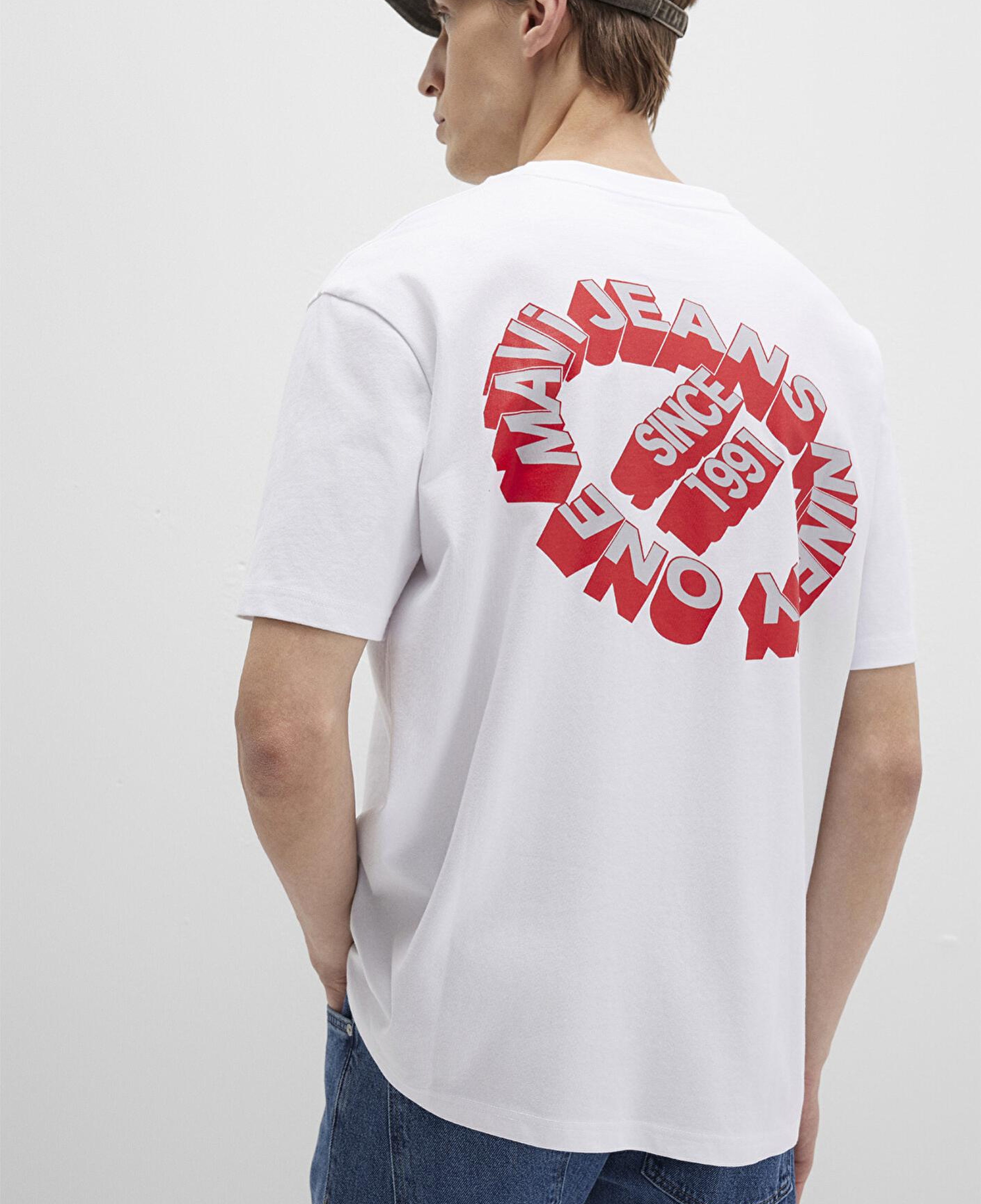 Mavi Mavi Jeans Baskılı Beyaz Tişört Loose Fit / Bol Rahat Kesim 0612898-620