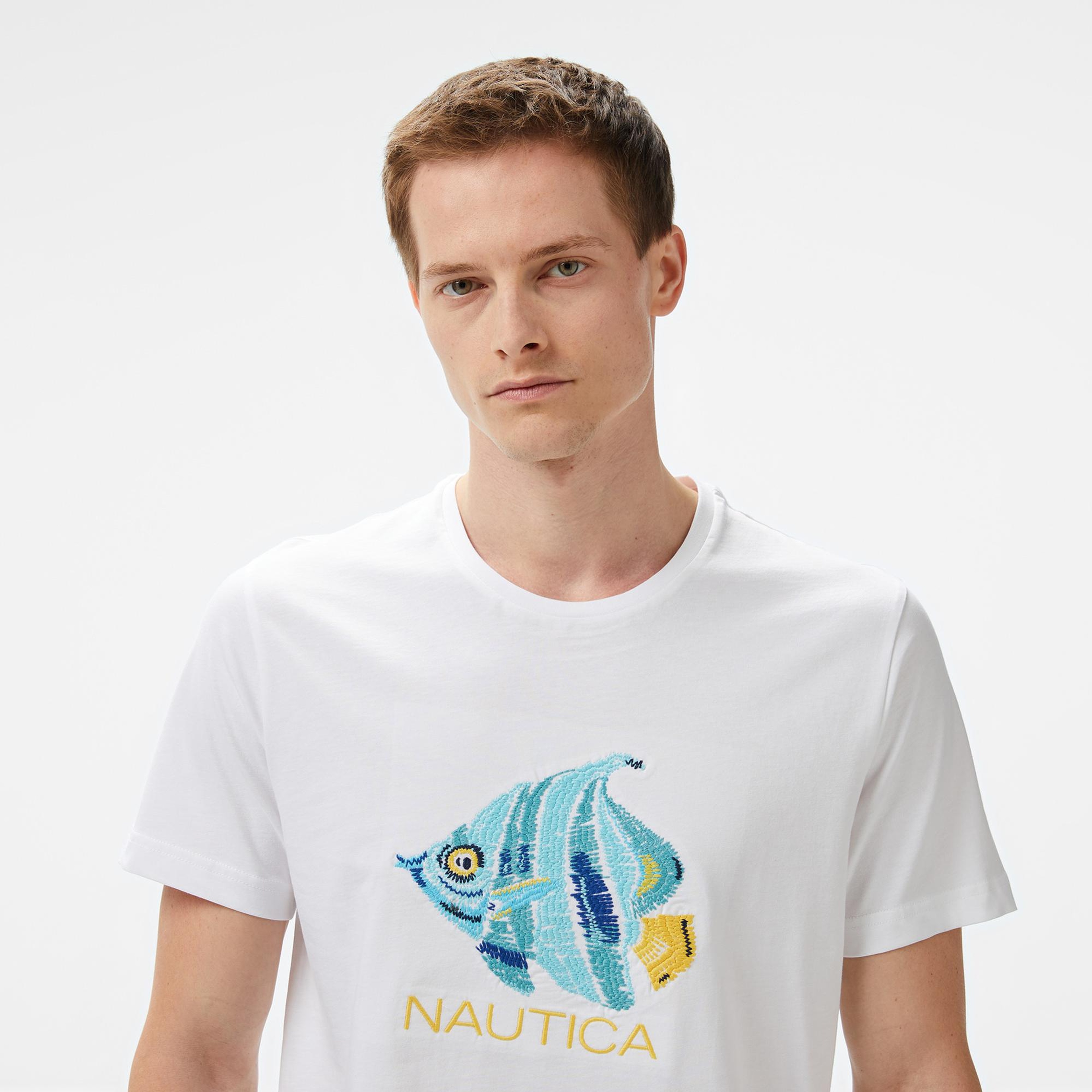 Nautica Erkek Beyaz Regular Fit T-Shirt