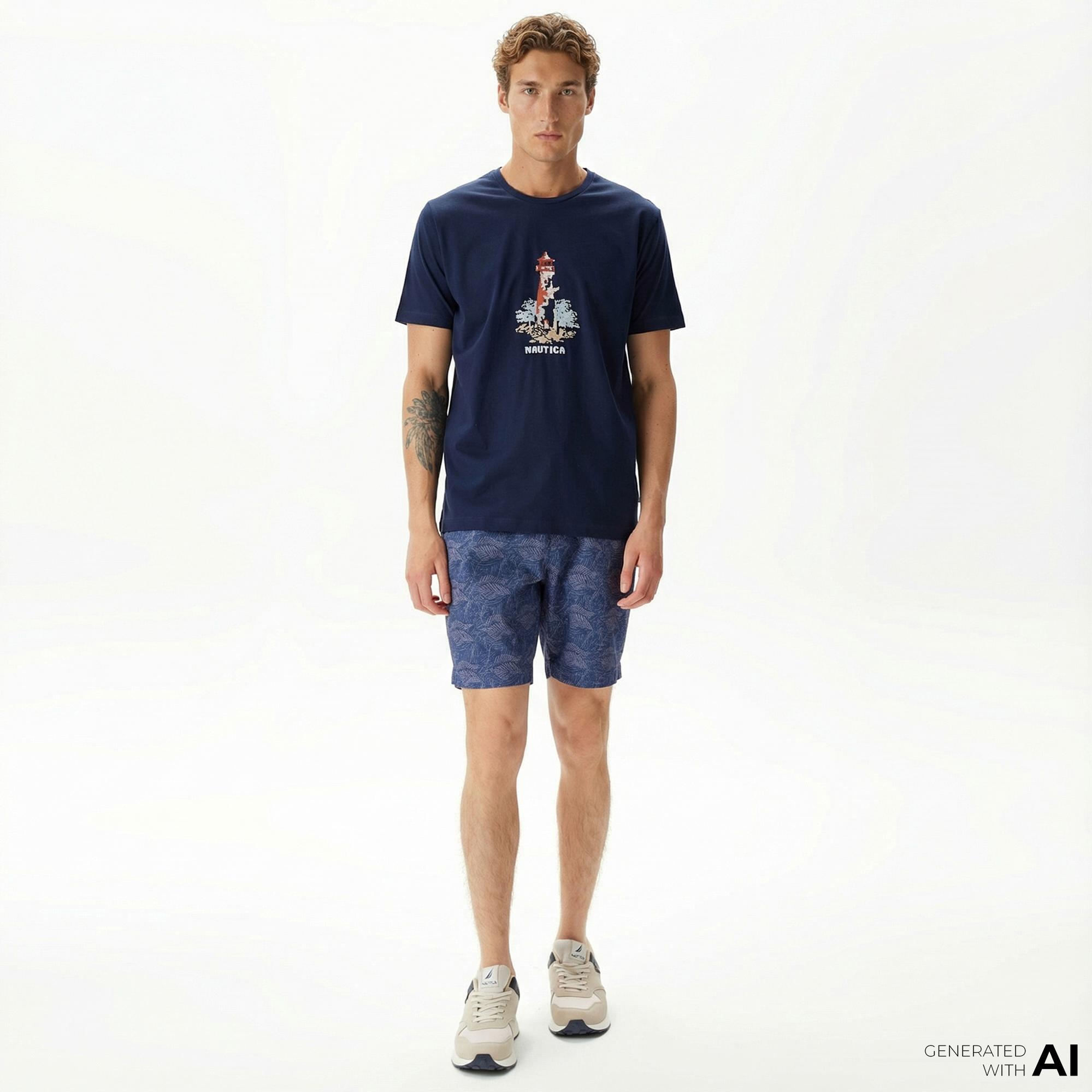 Nautica Erkek Lacivert Keten Bermuda