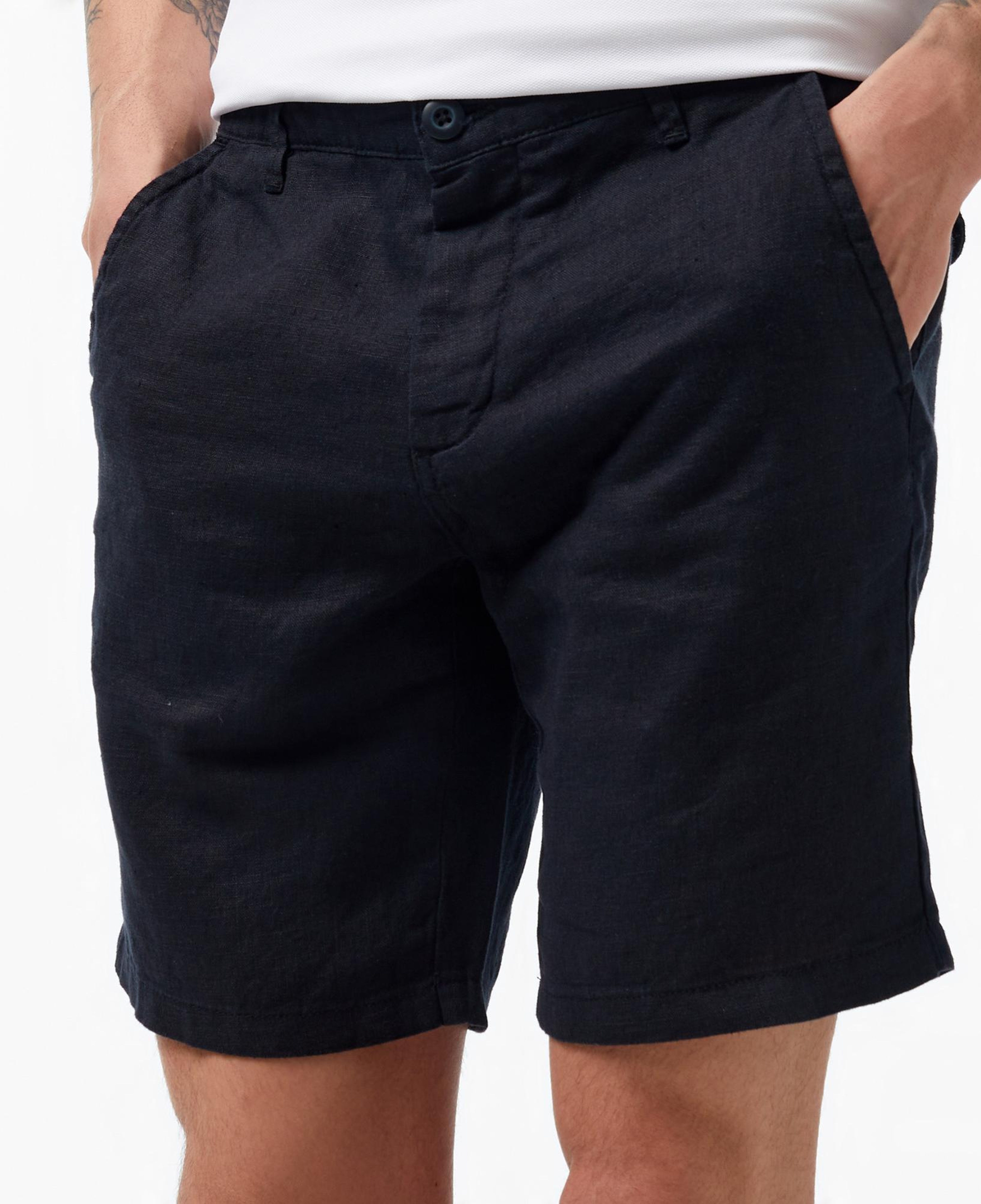 Nautica Erkek Siyah Slim Fit Keten Şort