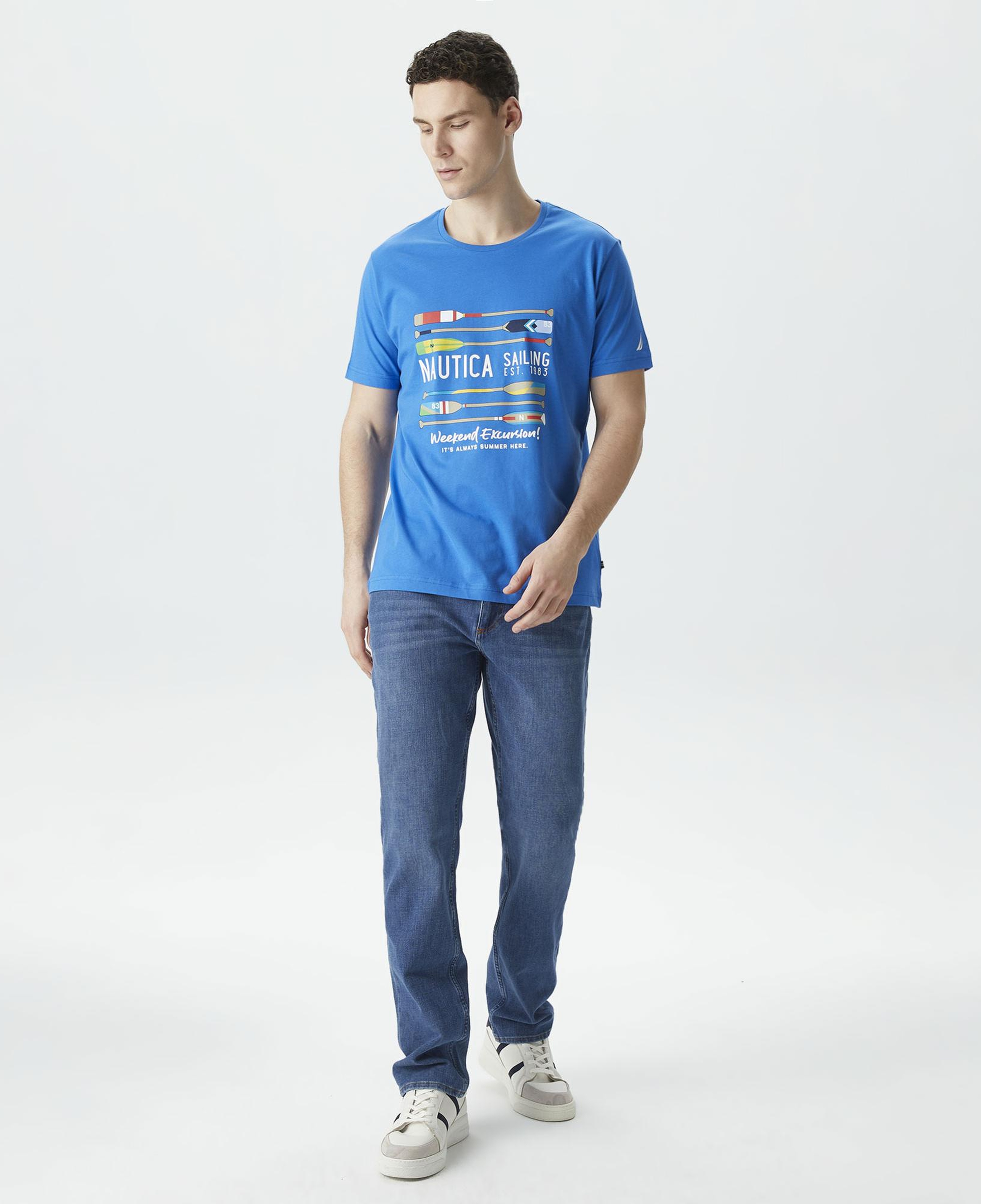 Nautica Erkek Mavi Standart Fit T-Shirt