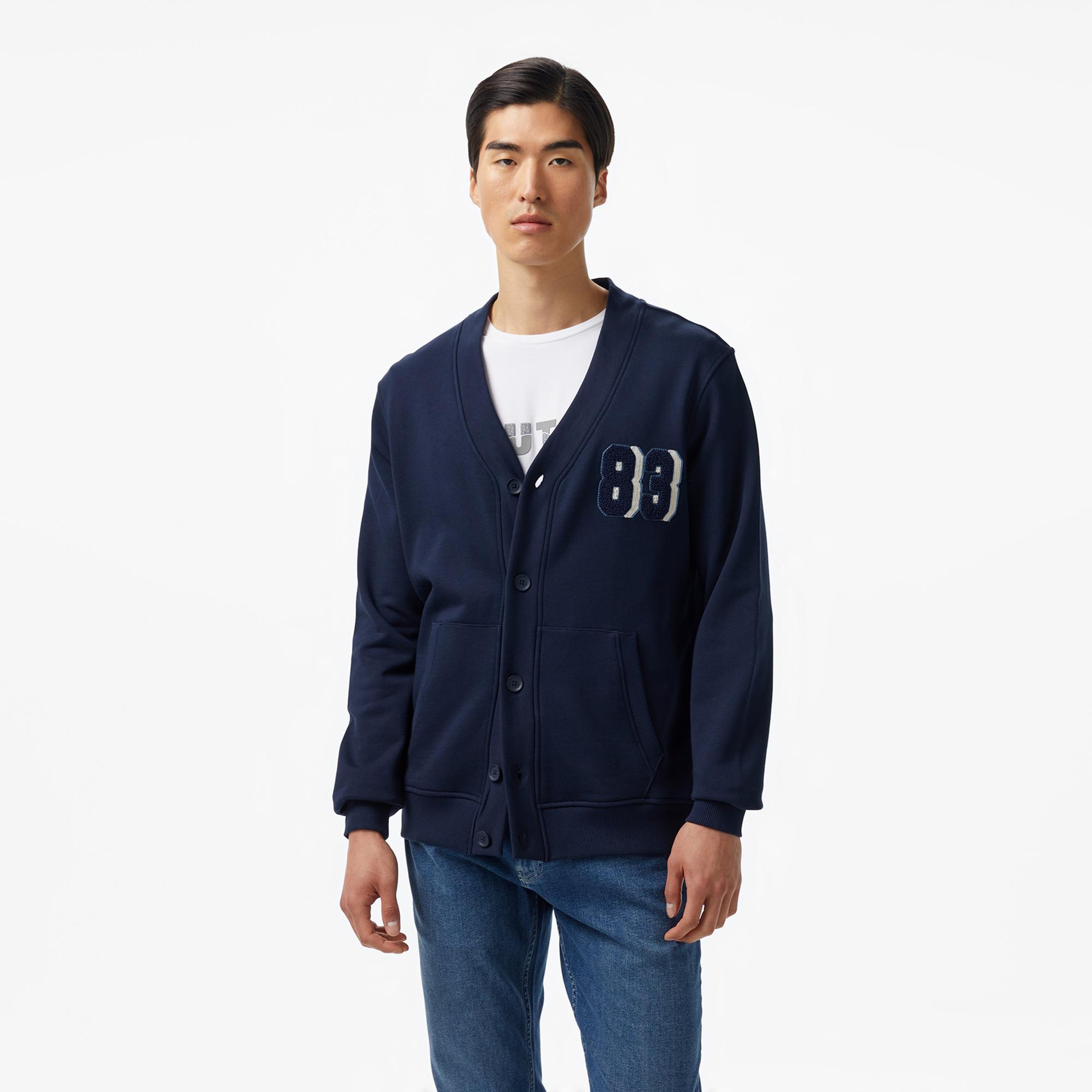 Nautica Erkek Lacivert Regular Fit V Yaka Düğmeli Hırka