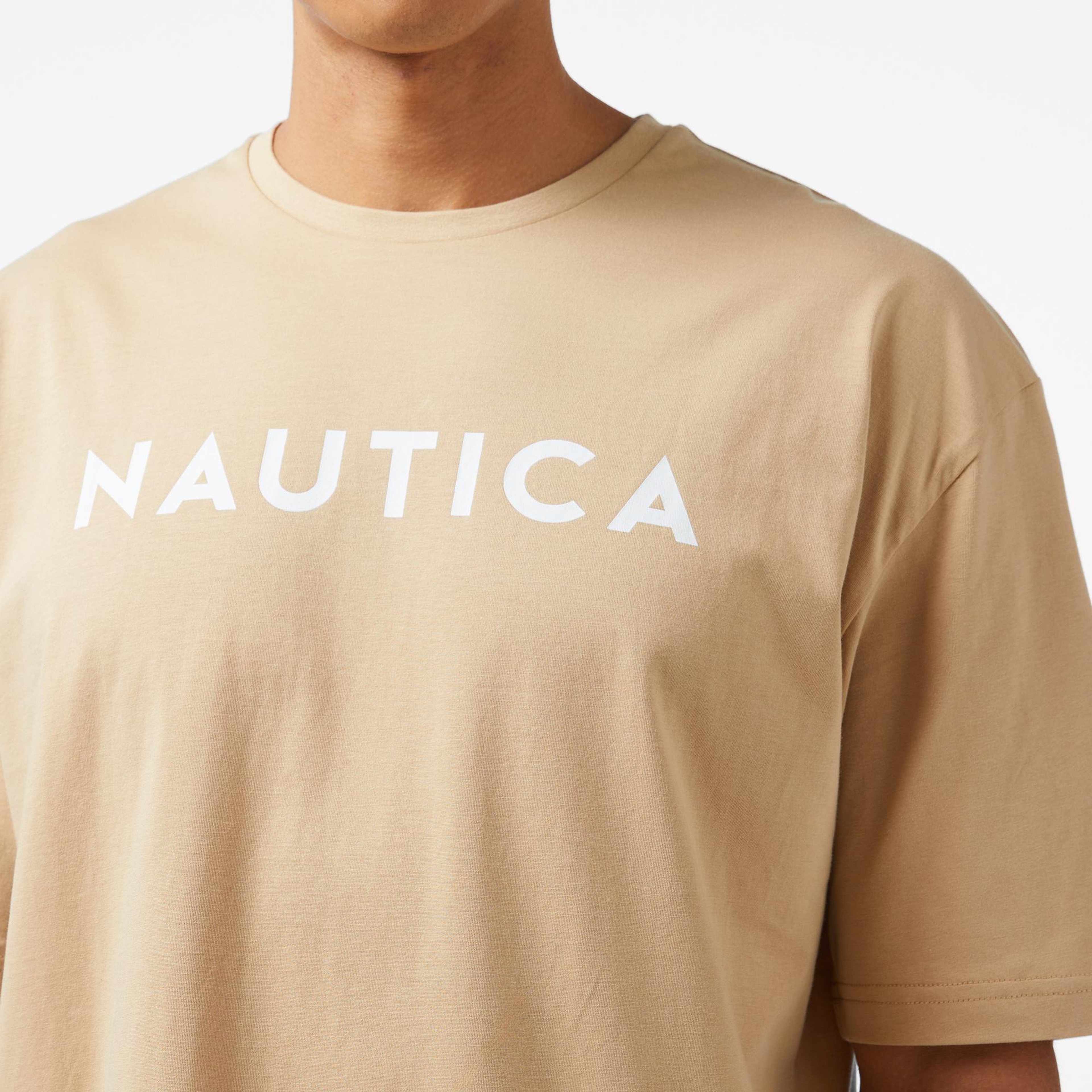 Nautica Erkek Bej Oversize Kısa Kollu T-Shirt