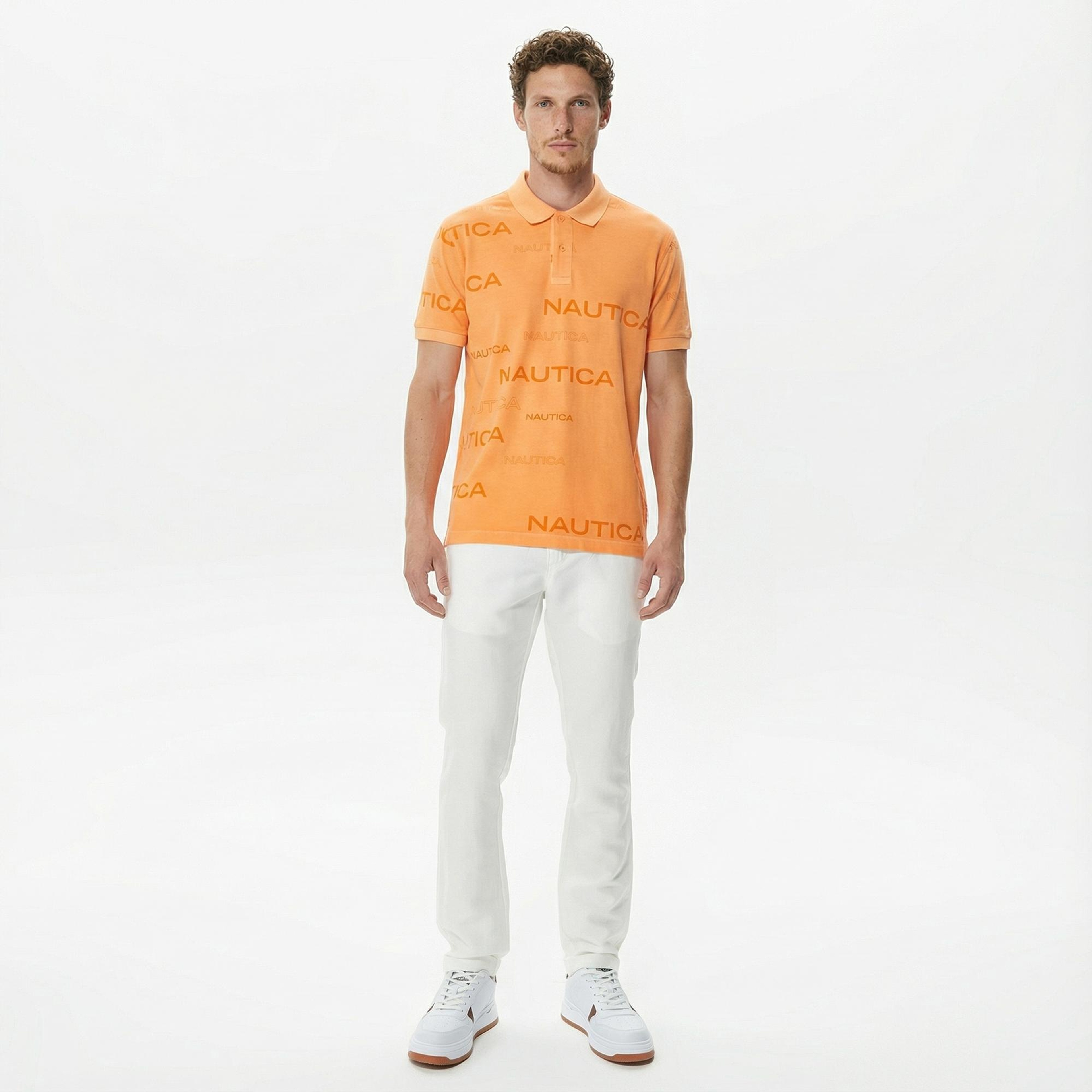 Nautica Erkek Turuncu Classic Fit Kısa Kollu Polo Yaka T-Shirt