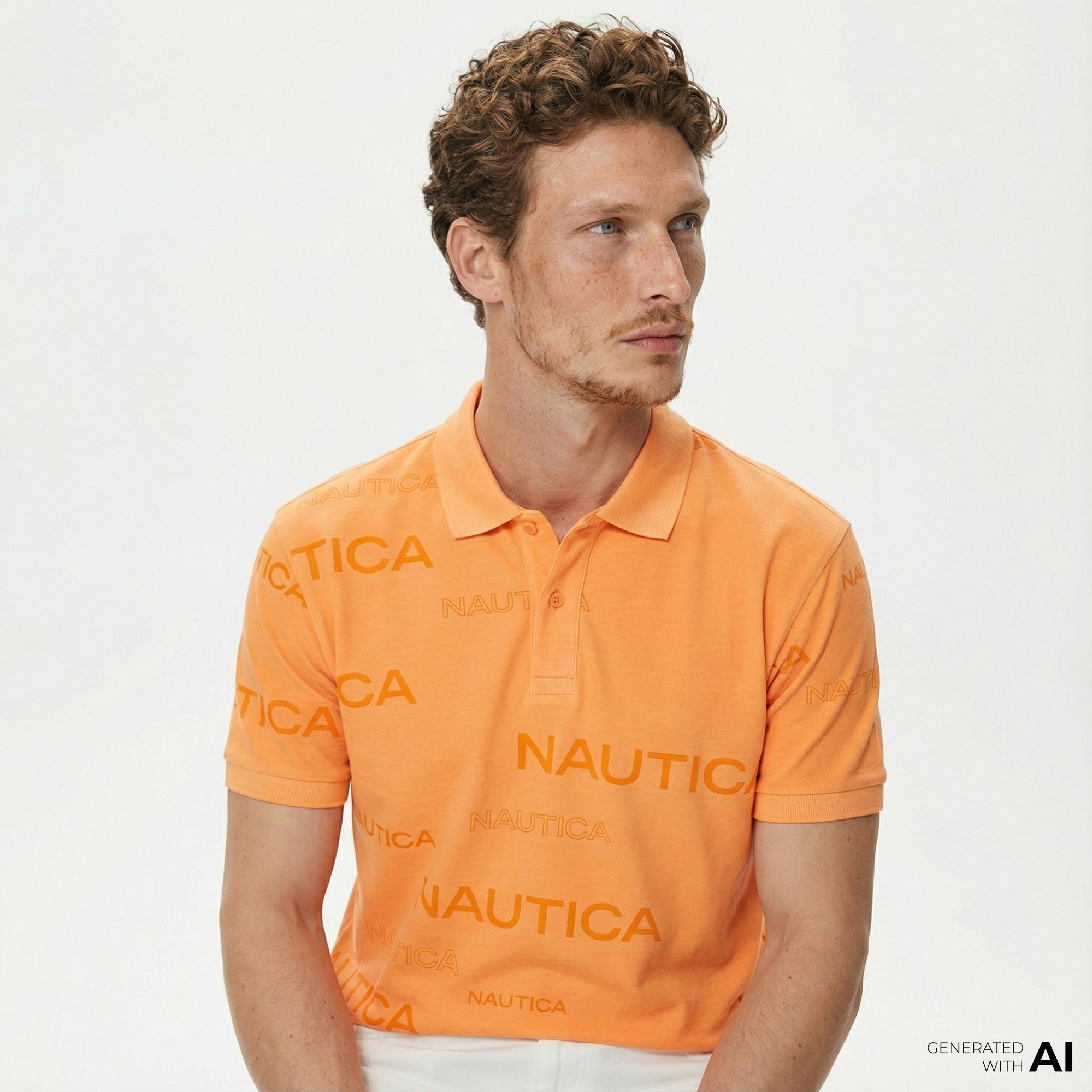 Nautica Erkek Turuncu Classic Fit Kısa Kollu Polo Yaka T-Shirt