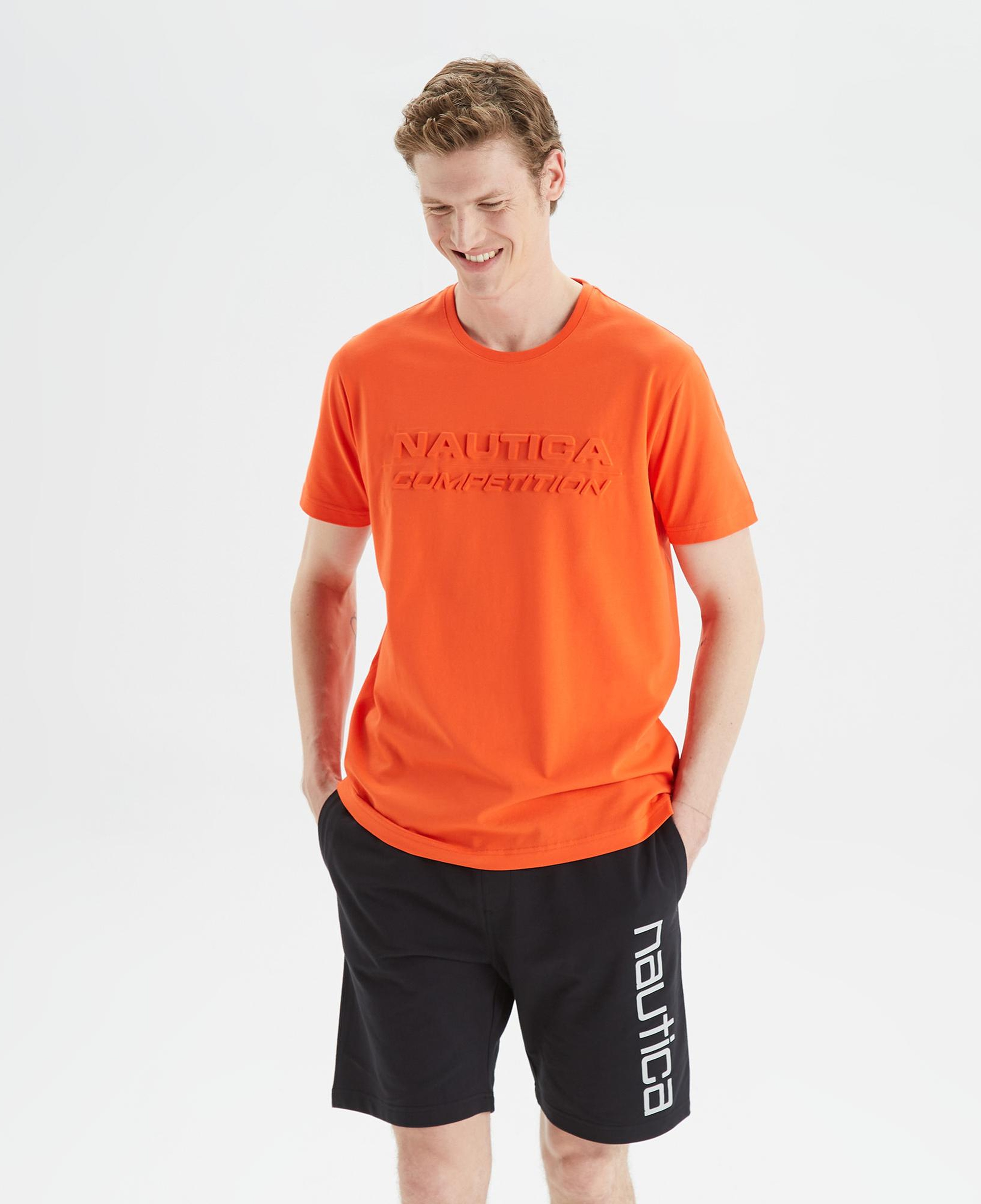 Nautica Erkek Turuncu Standart Fit Baskılı T-Shirt