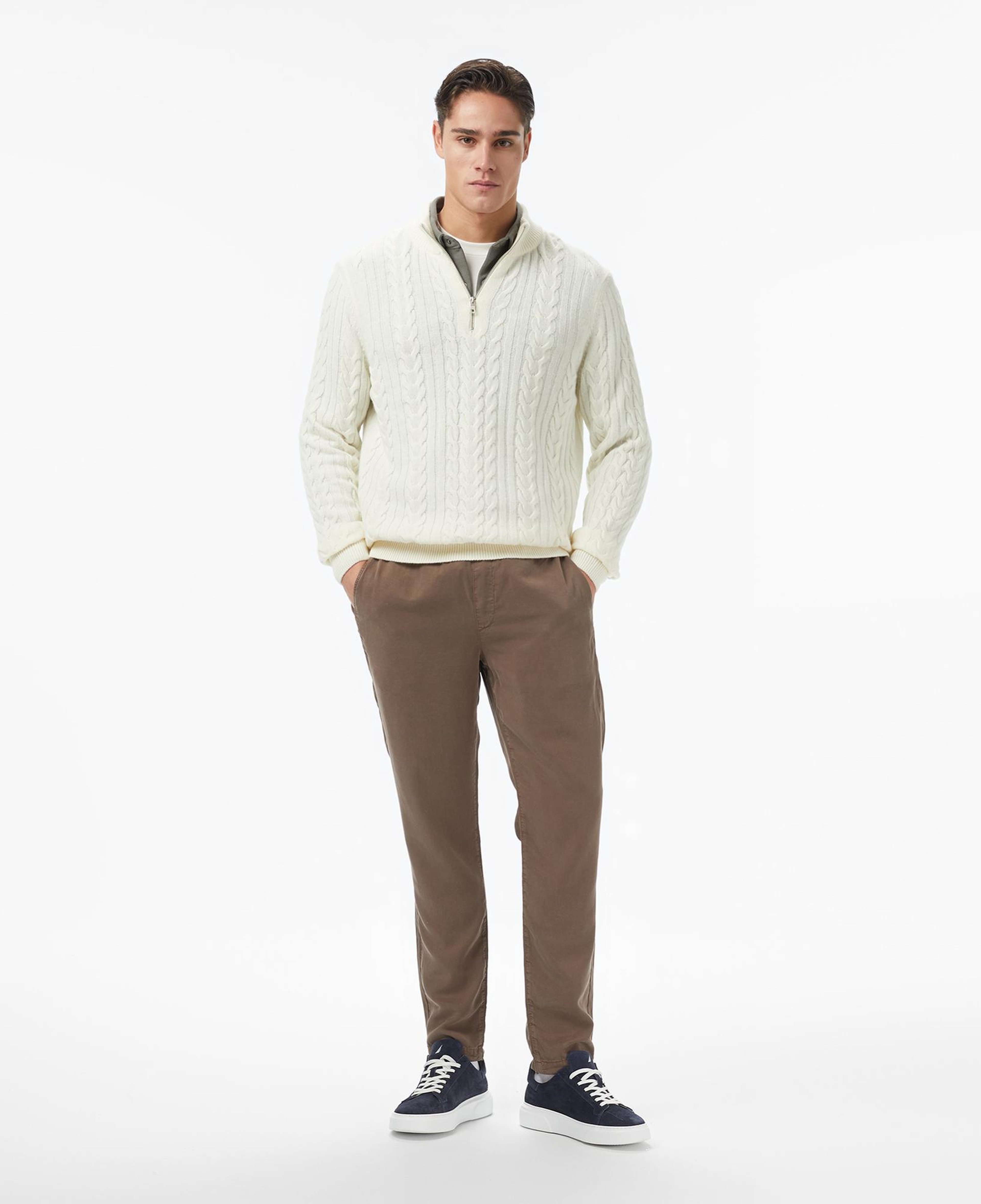 Nautica Erkek Krem Rengi Classic Fit Kazak