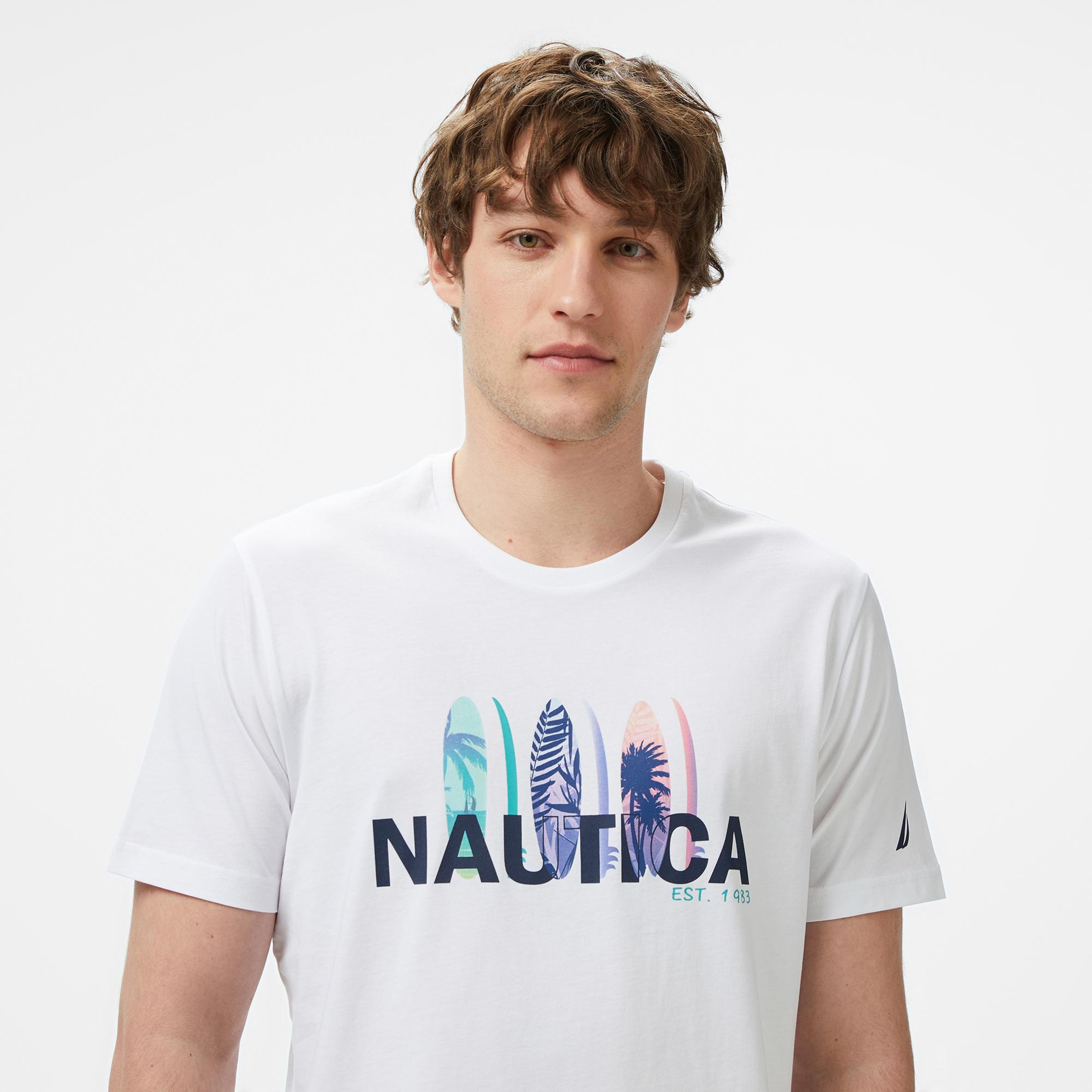 Nautica Erkek Beyaz Regular Fit T-Shirt