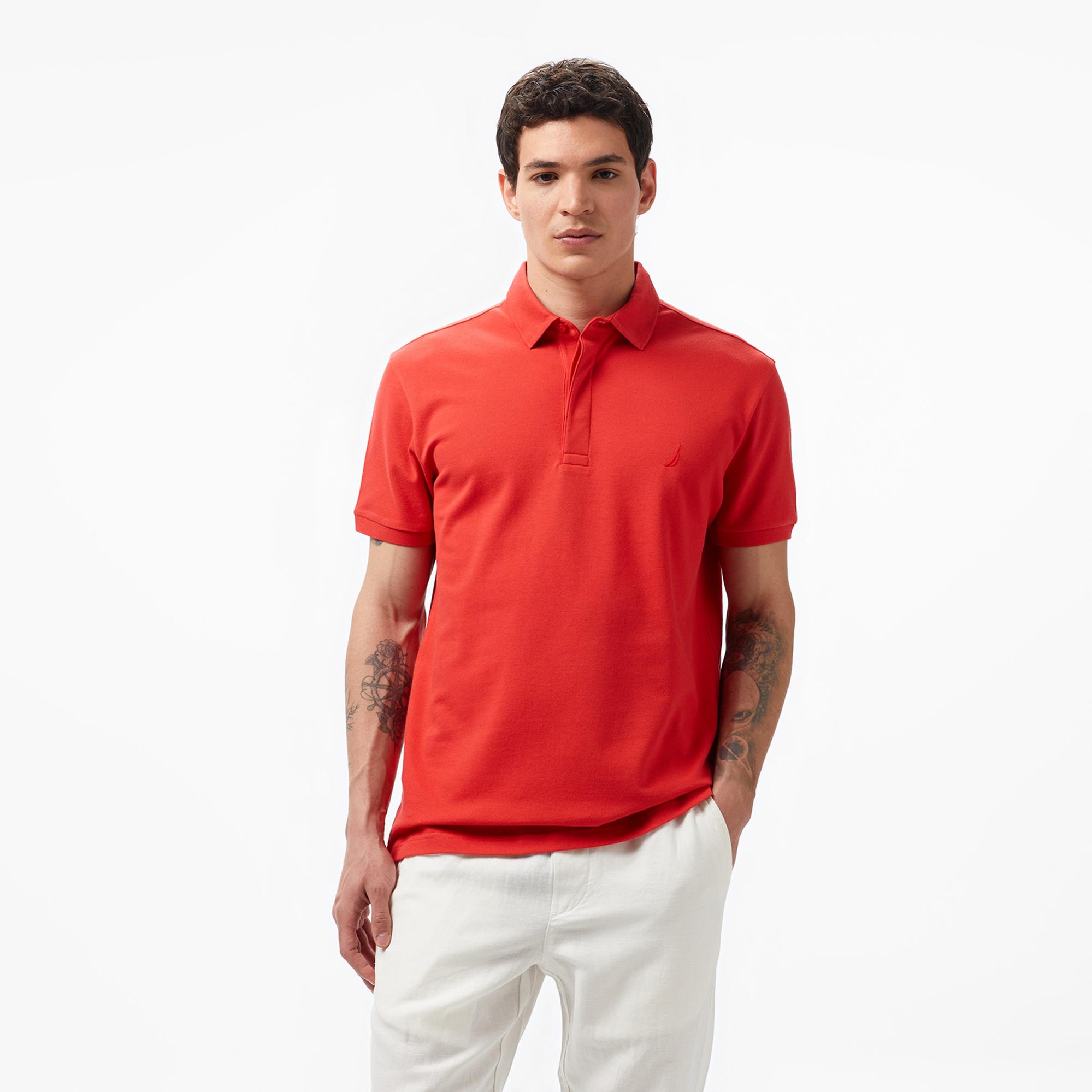 Nautica Erkek Kırmızı Slim Fit Kısa Kollu Polo Yaka T-Shirt