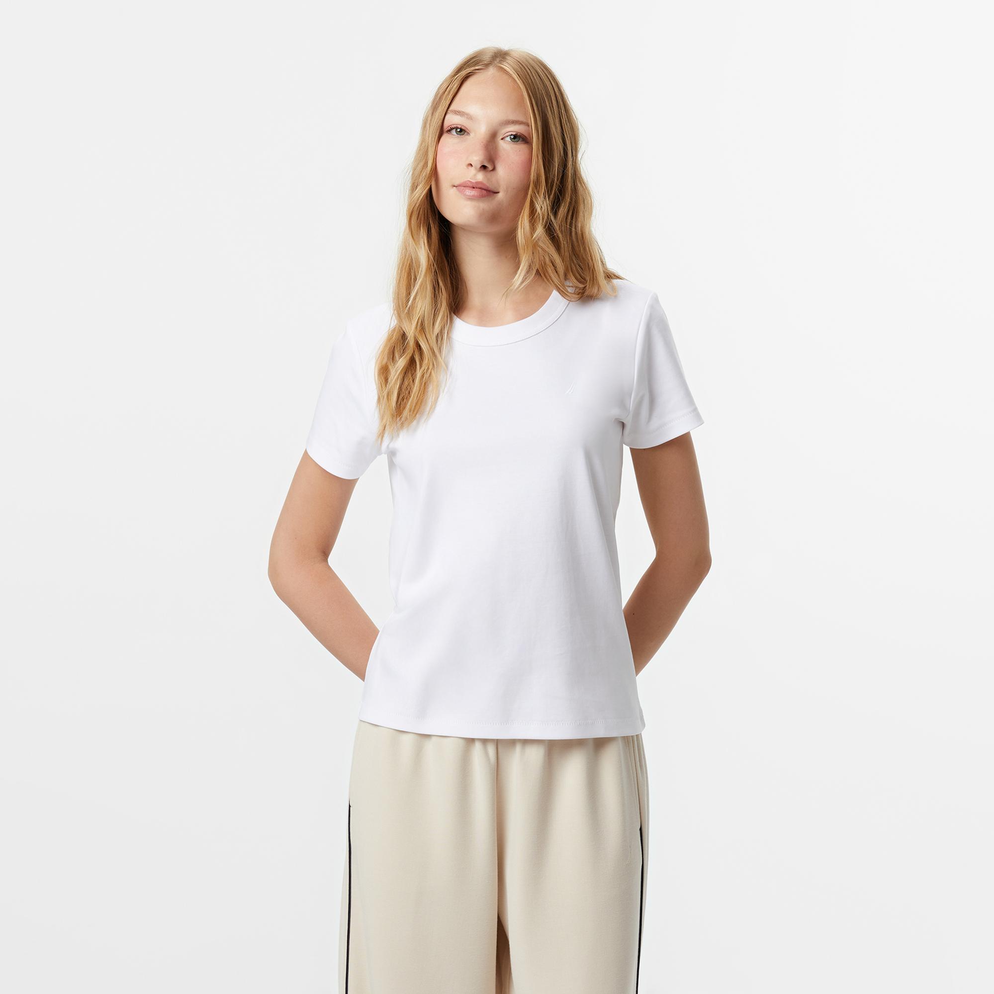 Nautica Kadın Beyaz Classic Fit T-Shirt
