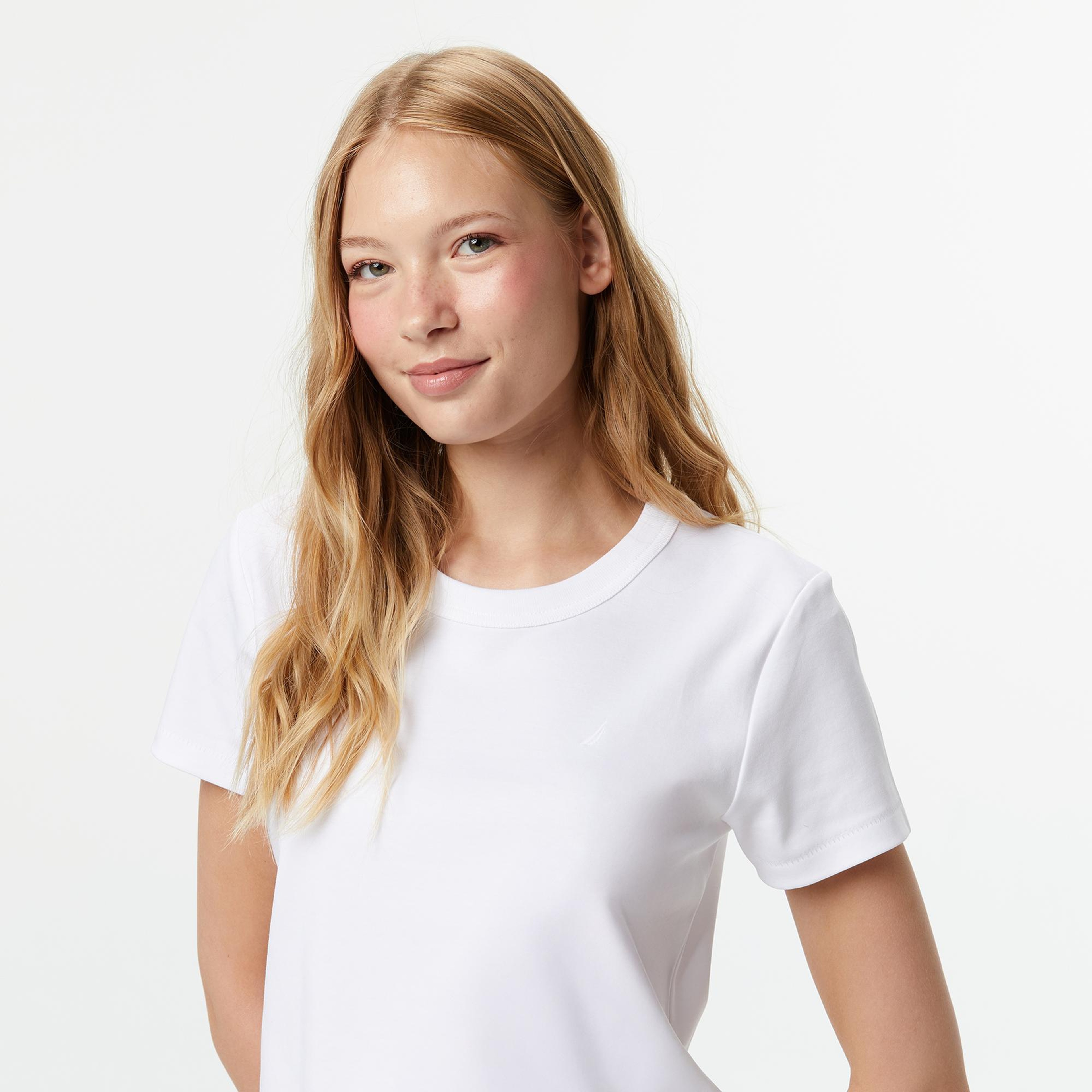 Nautica Kadın Beyaz Classic Fit T-Shirt