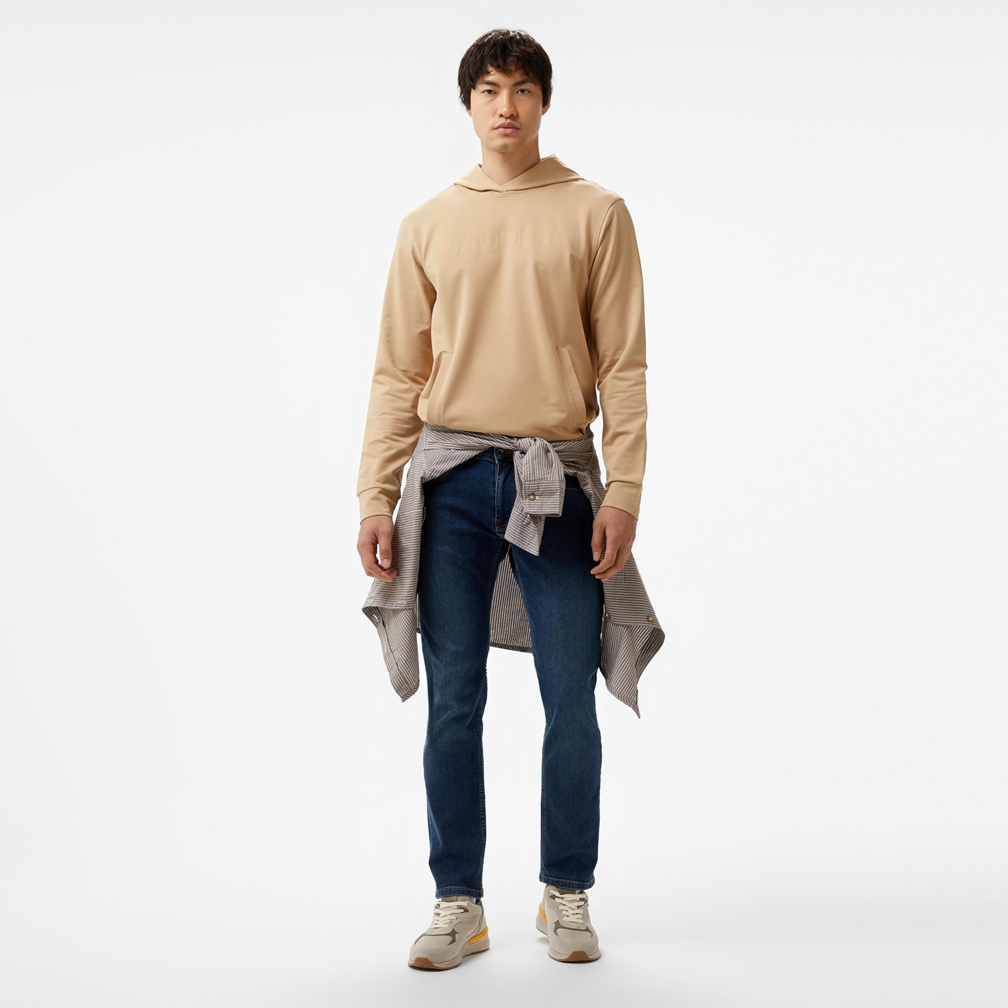 Nautica Erkek Bej Standart Fit Sweatshirt