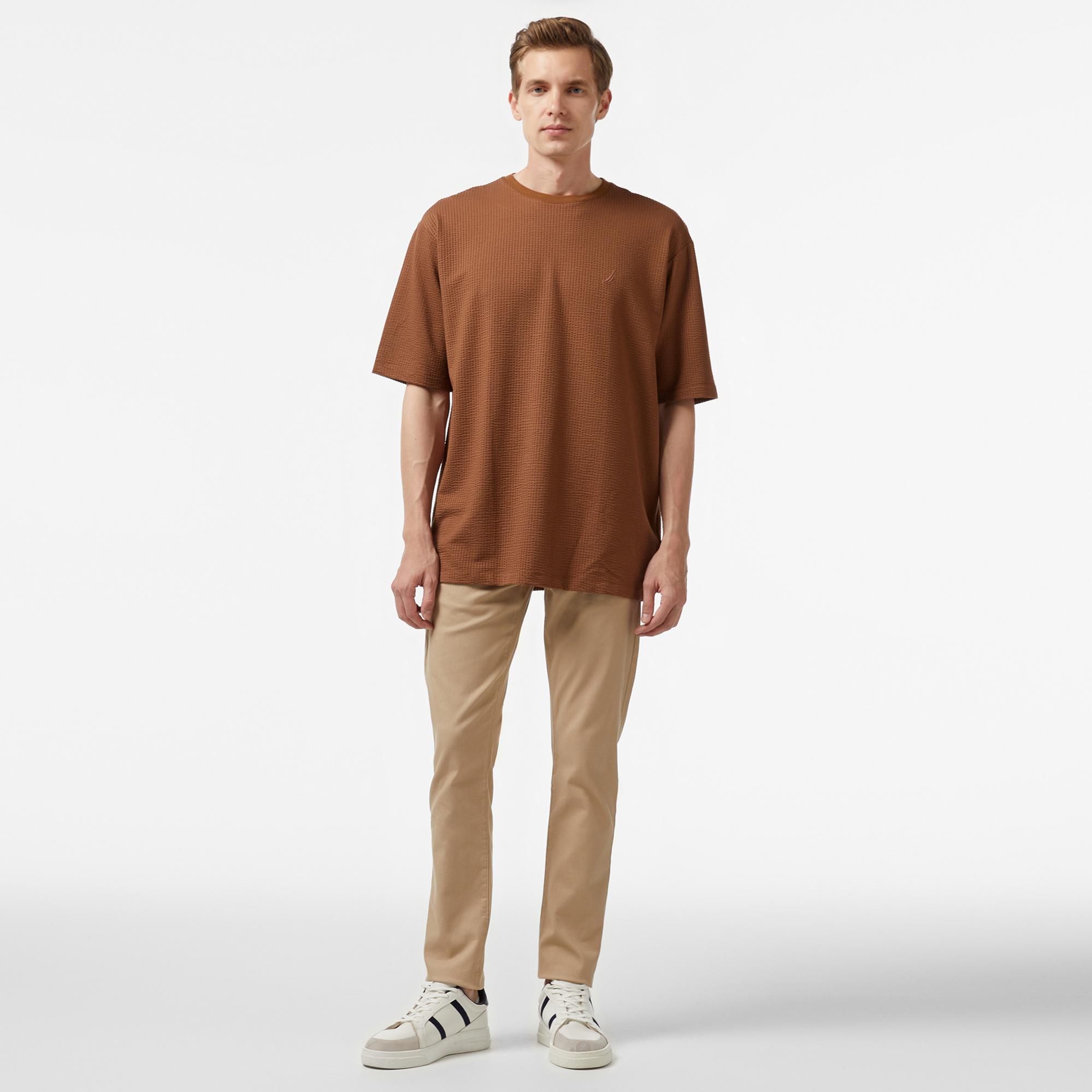 Nautica Erkek Bej Oversize T-Shirt