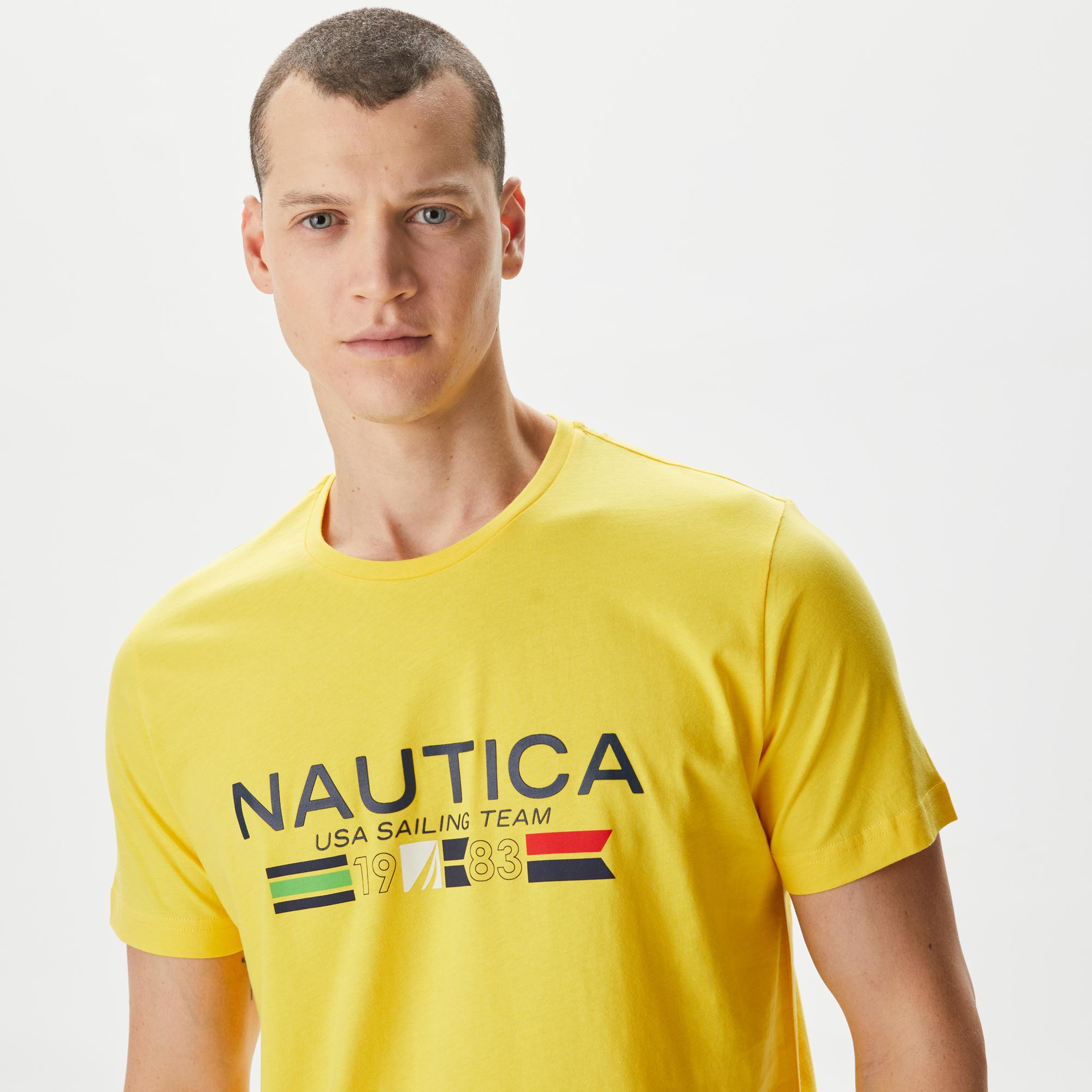 Nautica Erkek Sarı Standart Fit T-Shirt