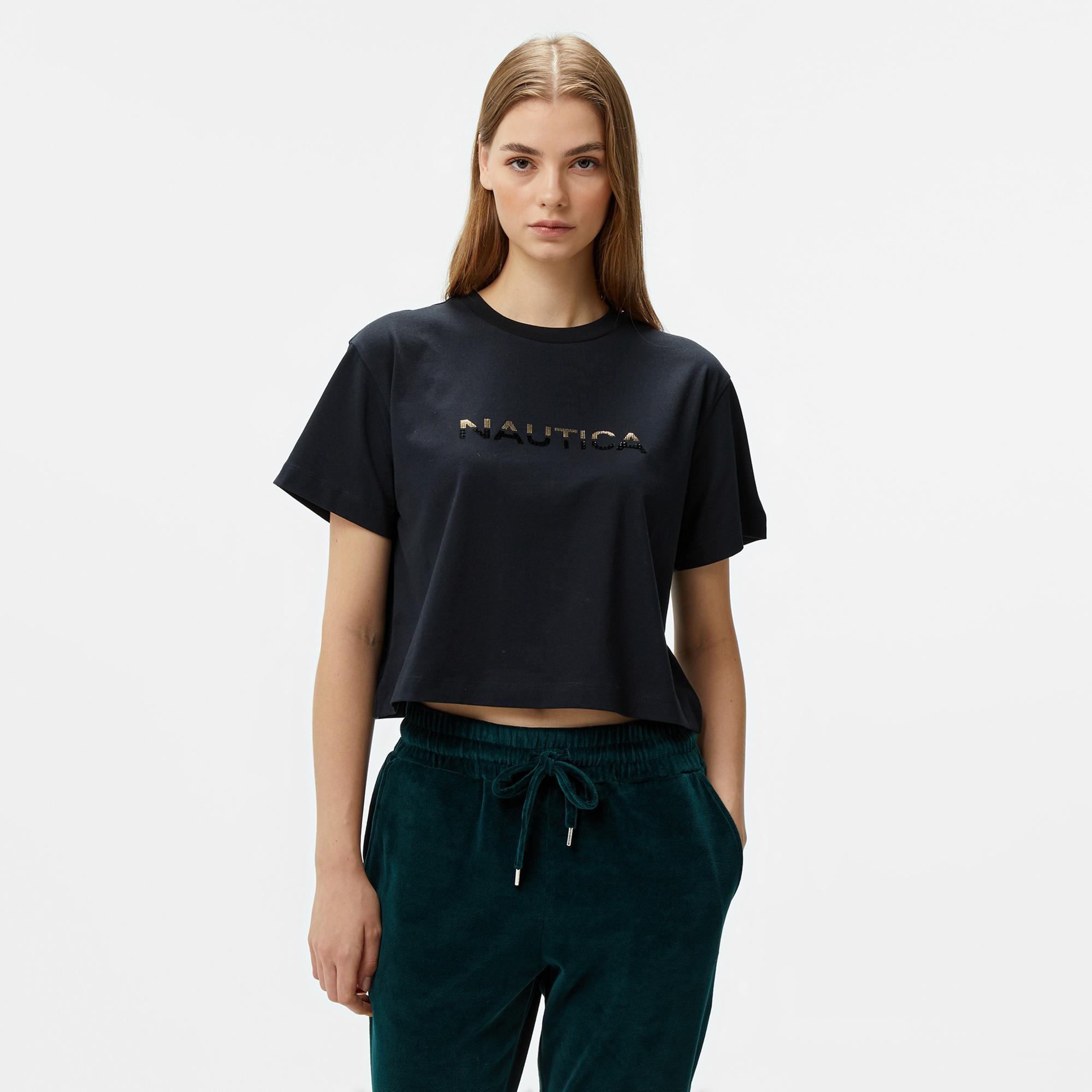 Nautica Kadın Siyah Kısa Kollu T-Shirt