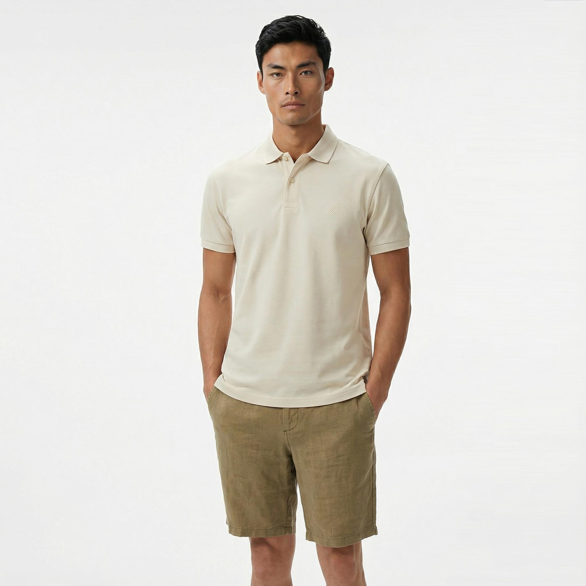 Nautica Erkek Bej Classic Fit Polo Yaka T-Shirt
