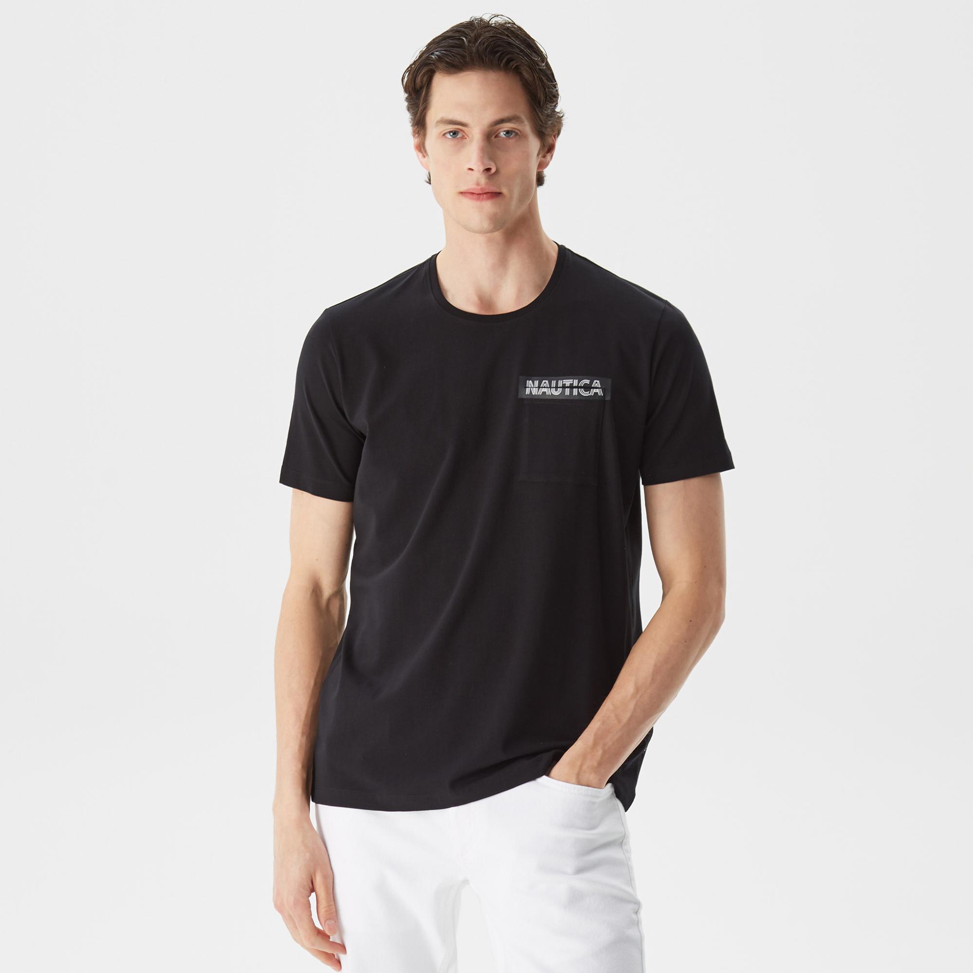 Nautica Erkek Siyah Baskılı Standart Fit T-Shirt