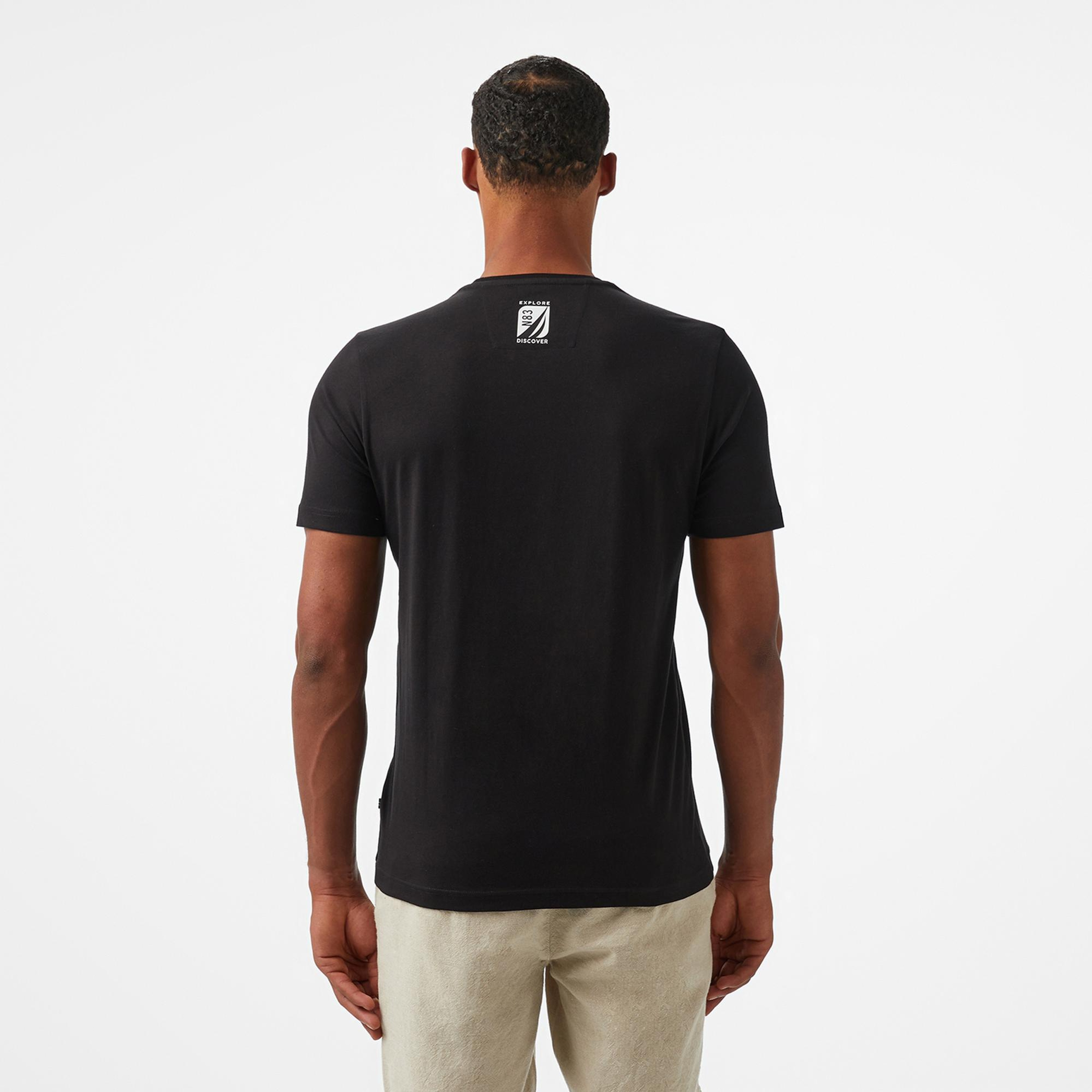 Nautica Erkek Siyah Regular Fit Baskılı T-Shirt