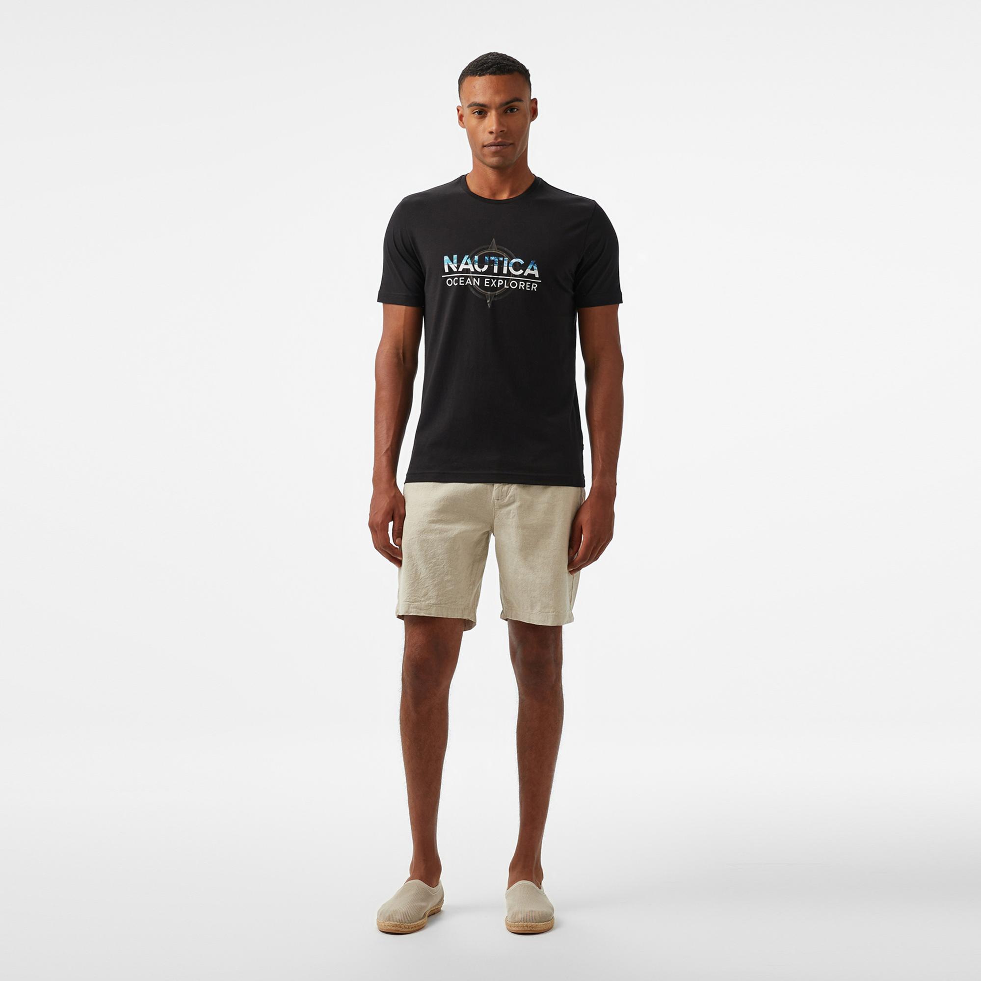 Nautica Erkek Siyah Regular Fit Baskılı T-Shirt