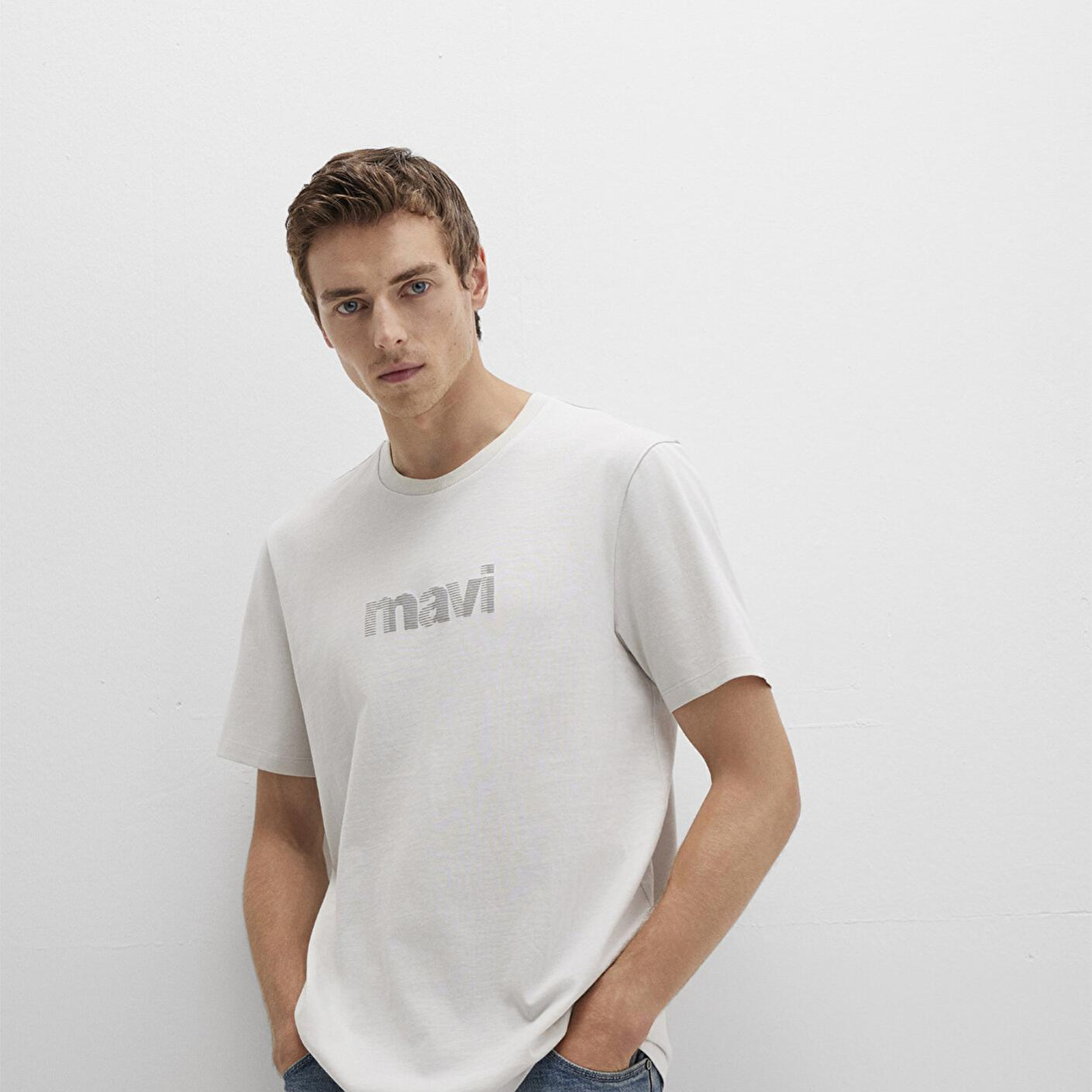 Mavi Mavi Logo Baskılı Gri Tişört Regular Fit / Normal Kesim 0612936-80192