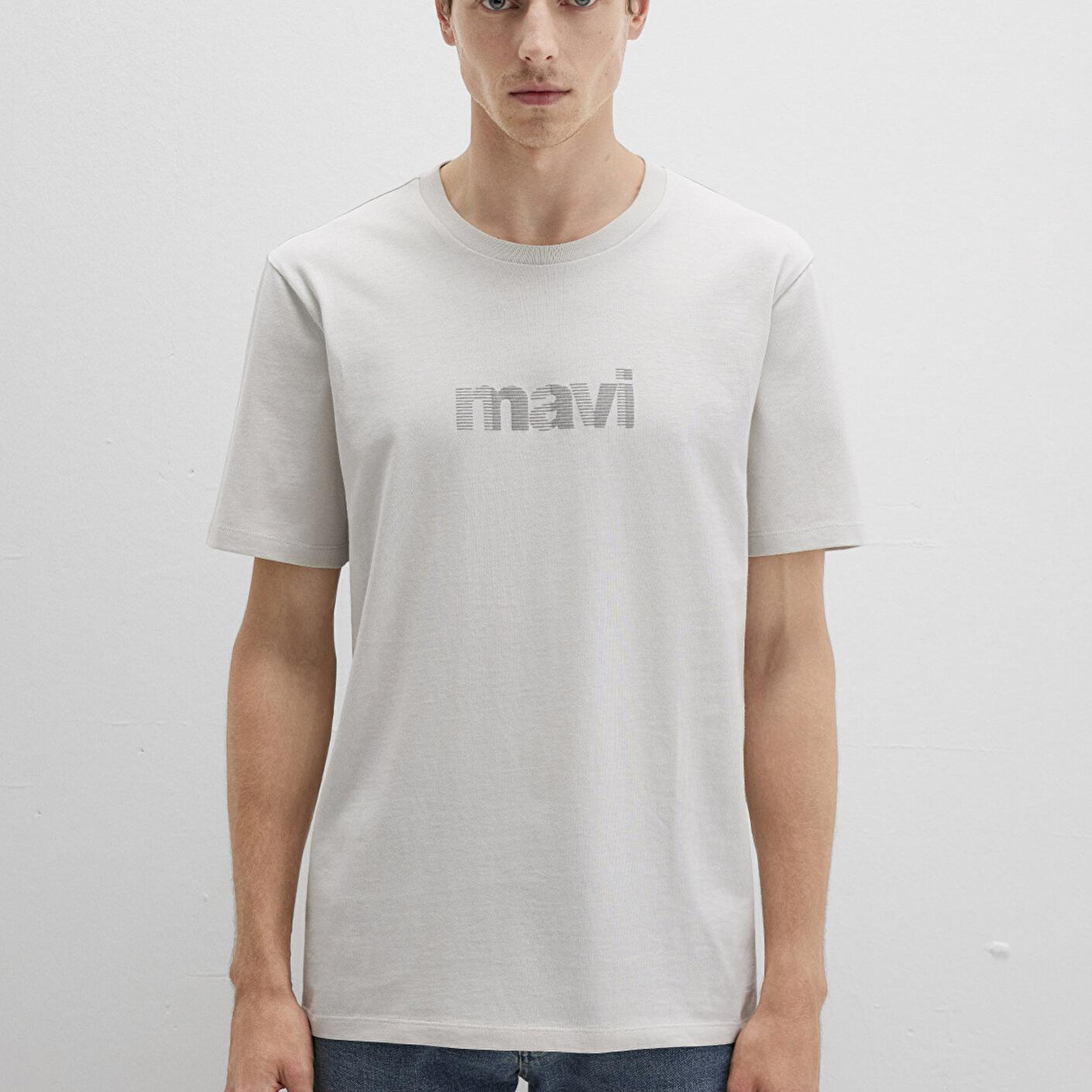 Mavi Mavi Logo Baskılı Gri Tişört Regular Fit / Normal Kesim 0612936-80192