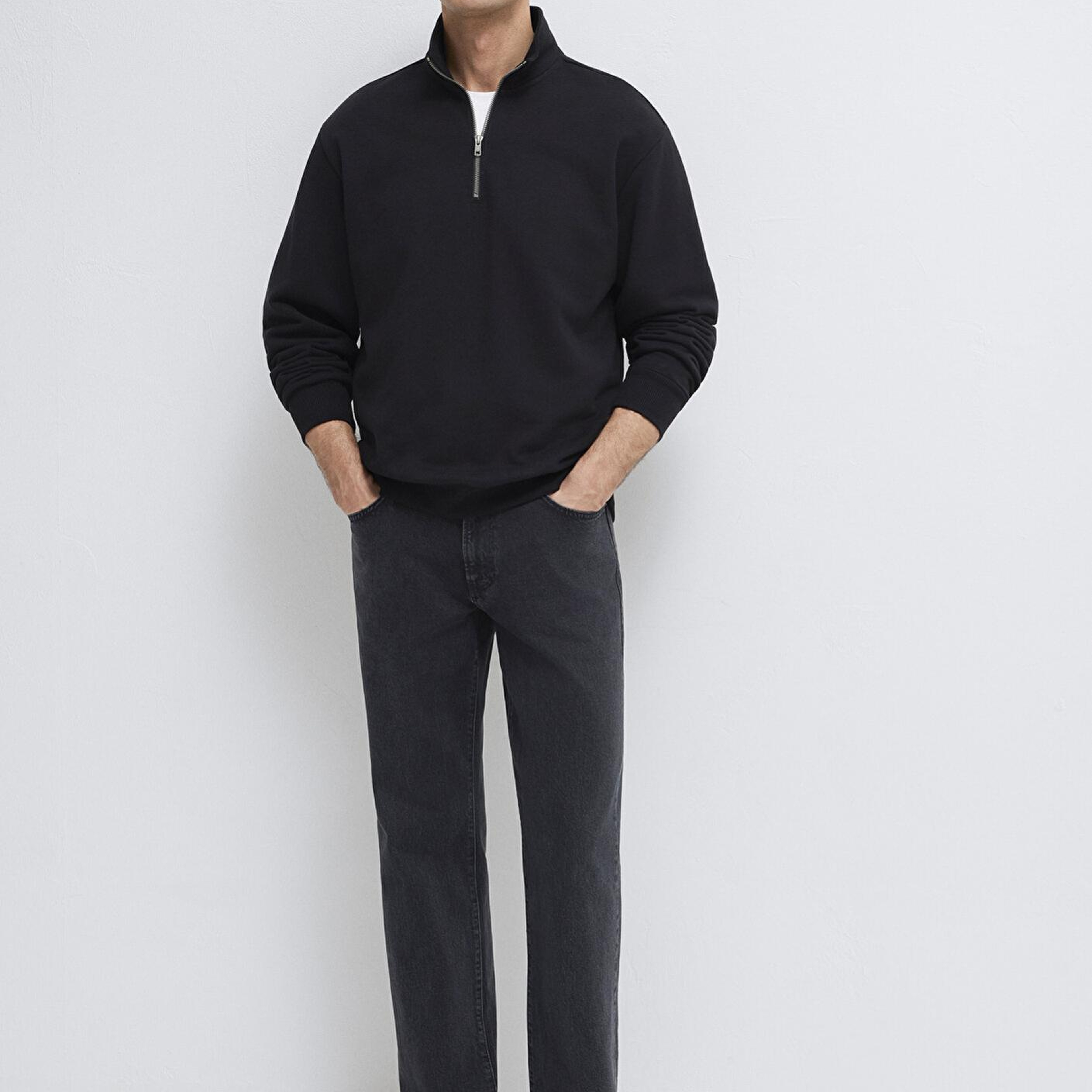 Mavi Yarı Fermuarlı Siyah Basic Sweatshirt 0S10419-900